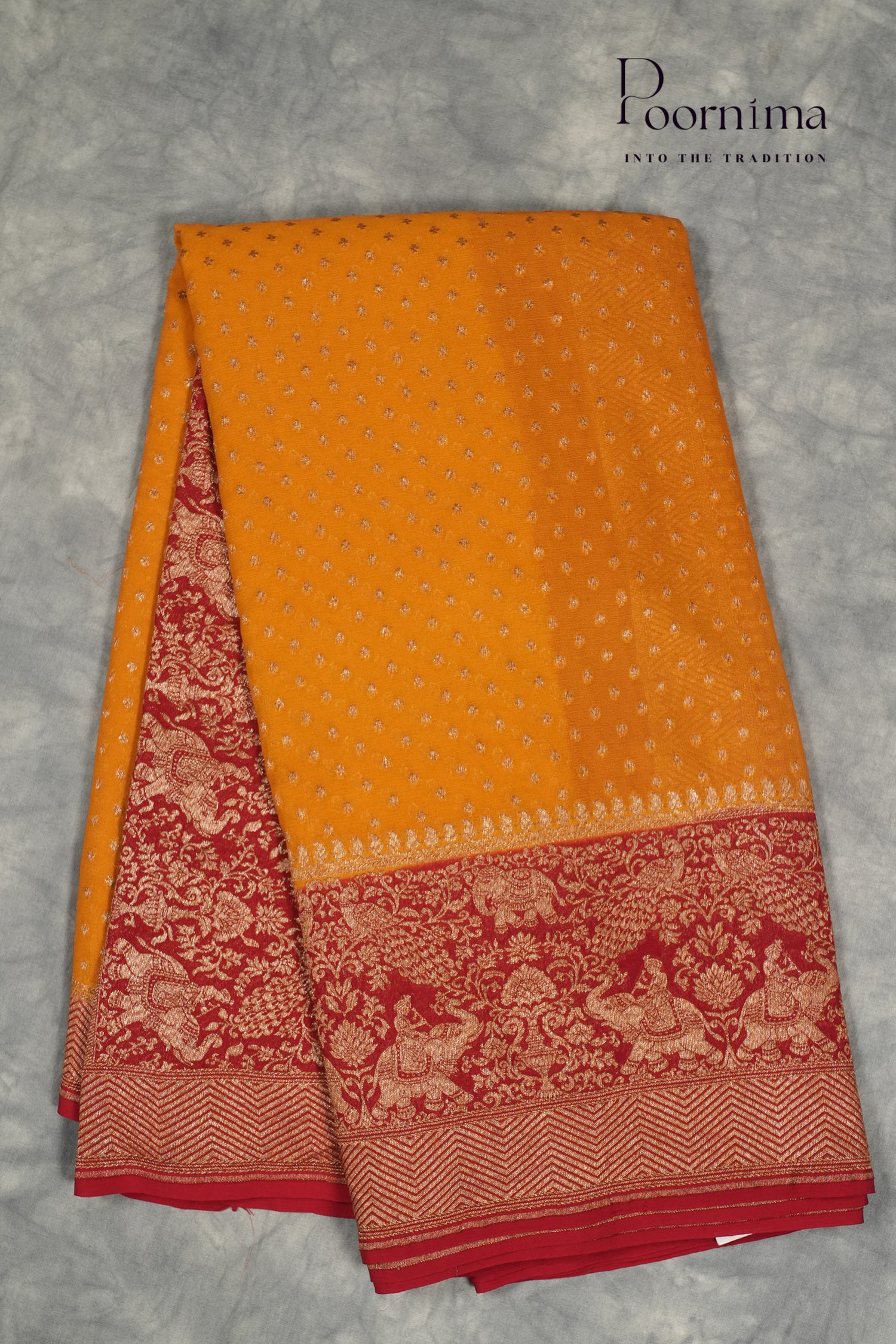 KHADDI GEORGETTE SAREE- YELLOW