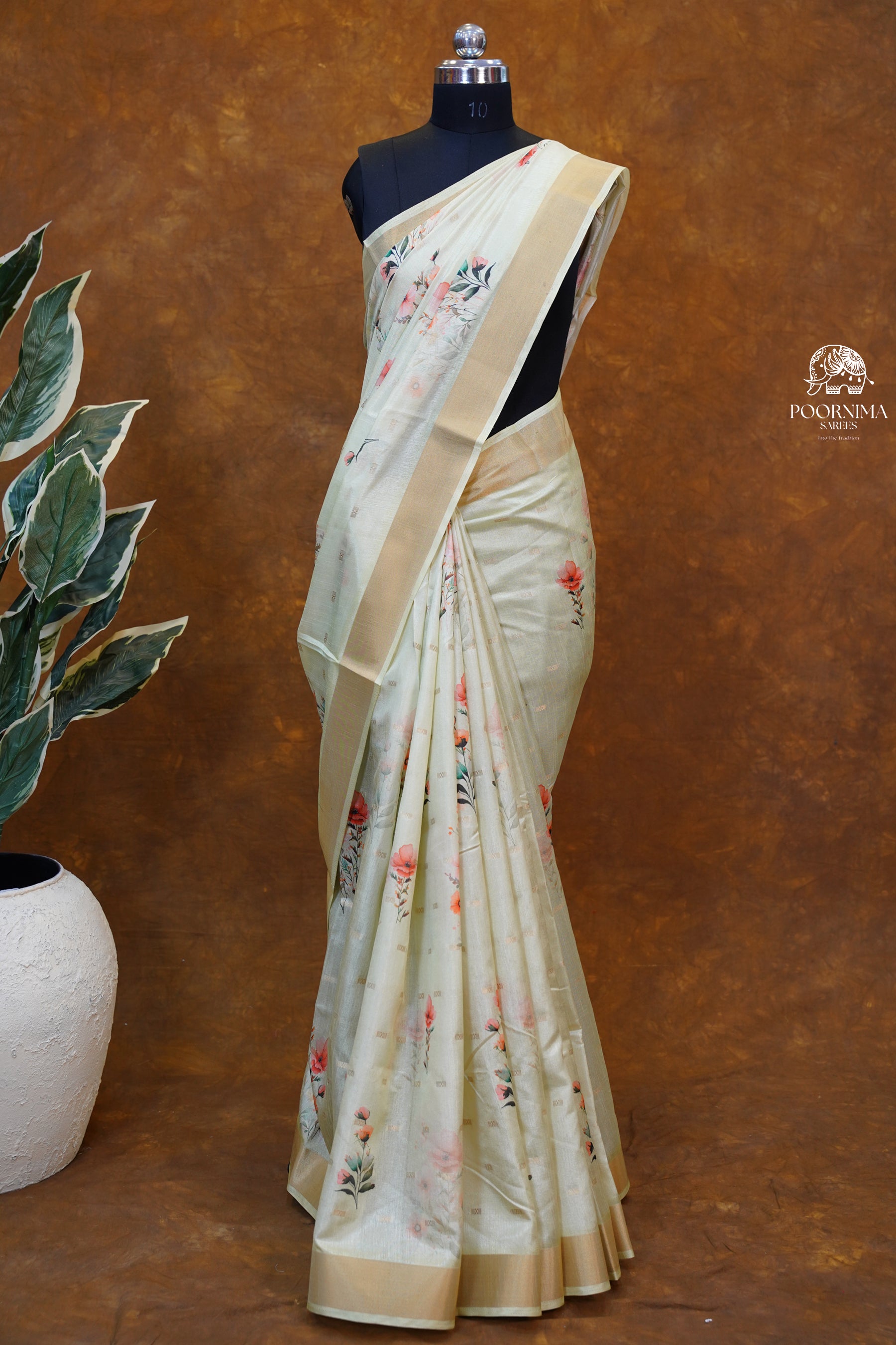 CHANDERI SAREE - LIGHT GREEN