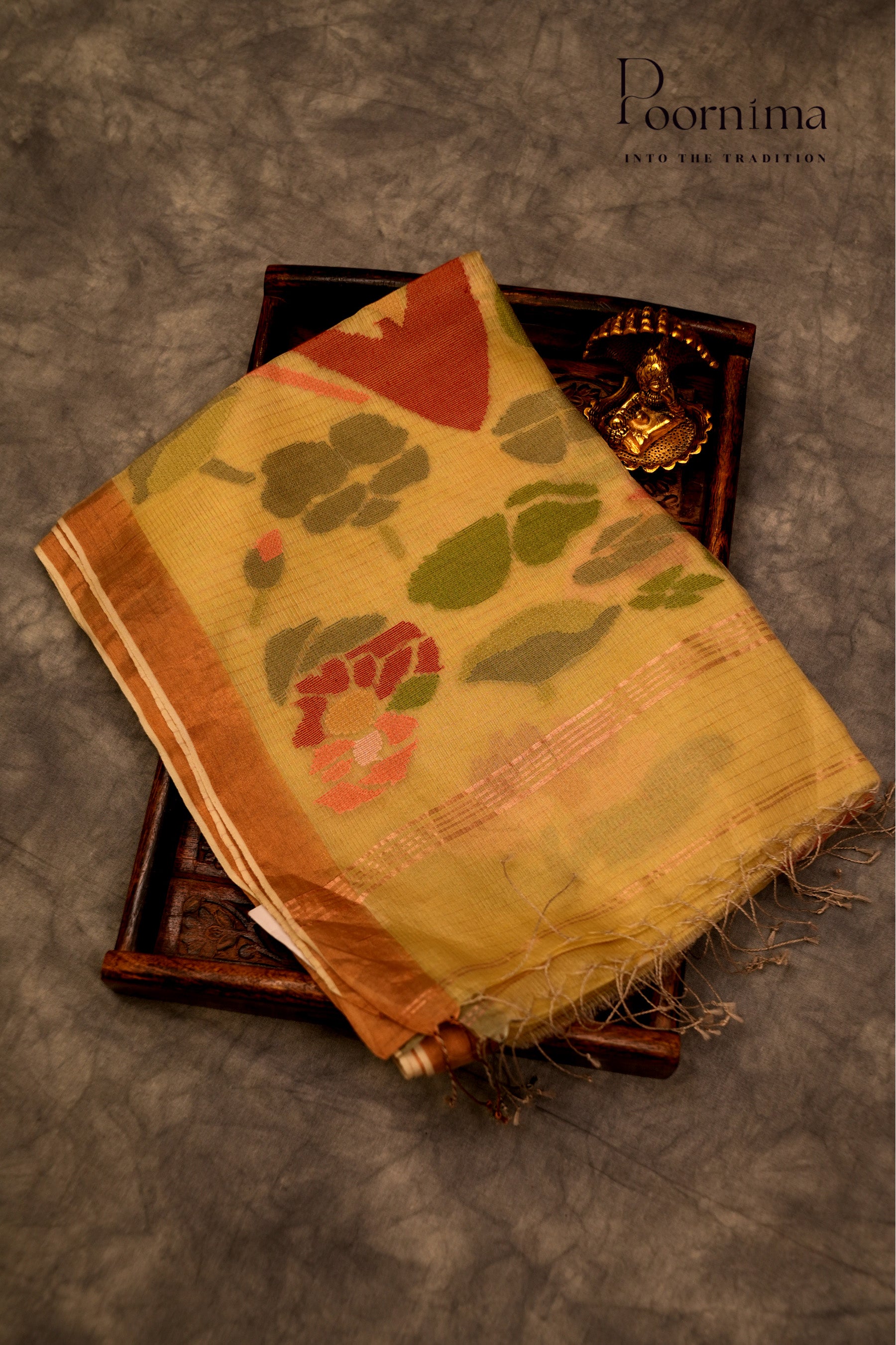 TUSSAR JAMDANI SAREE- PASTEL YELLOW