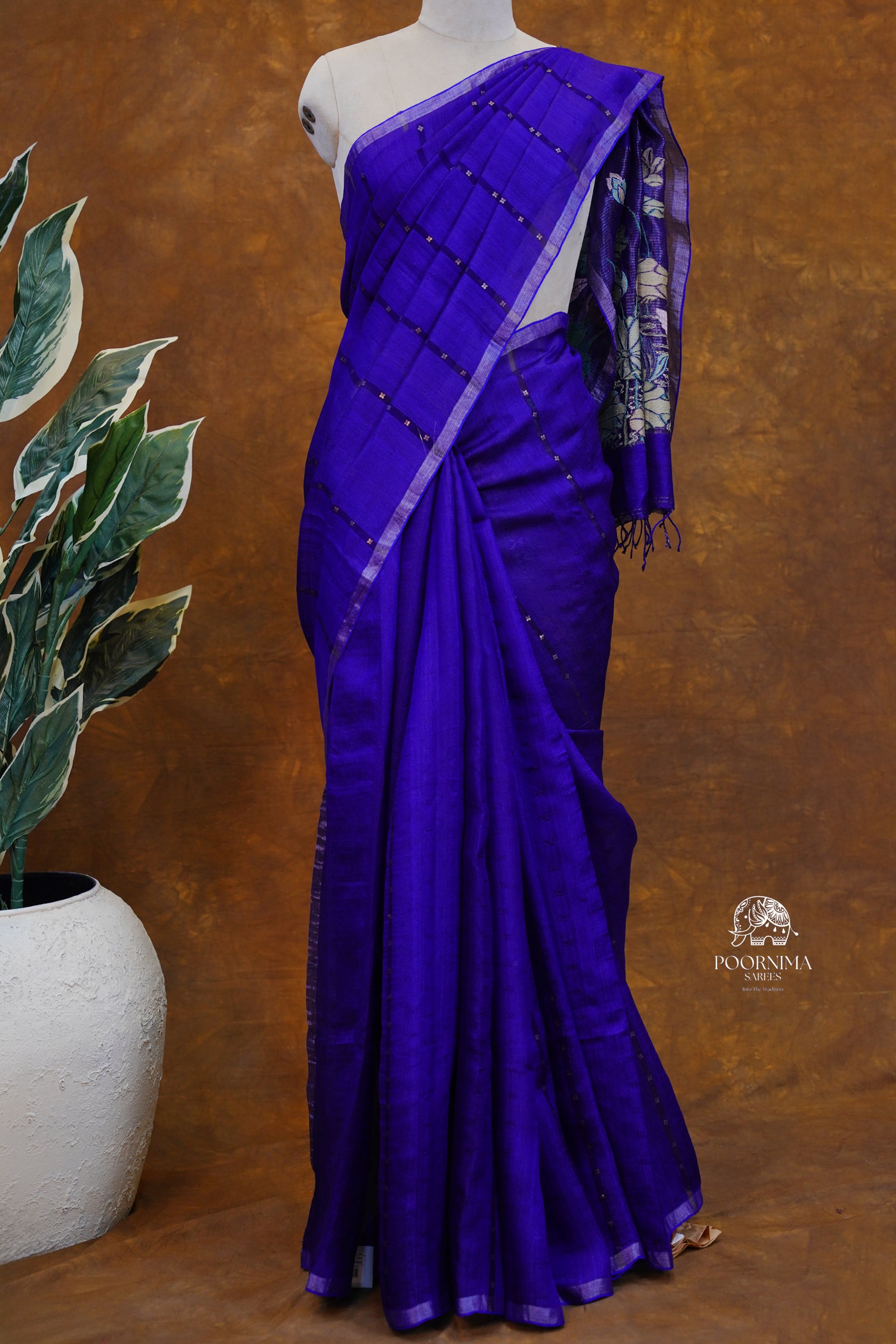 FUSION TUSSAR SAREE - BLUE