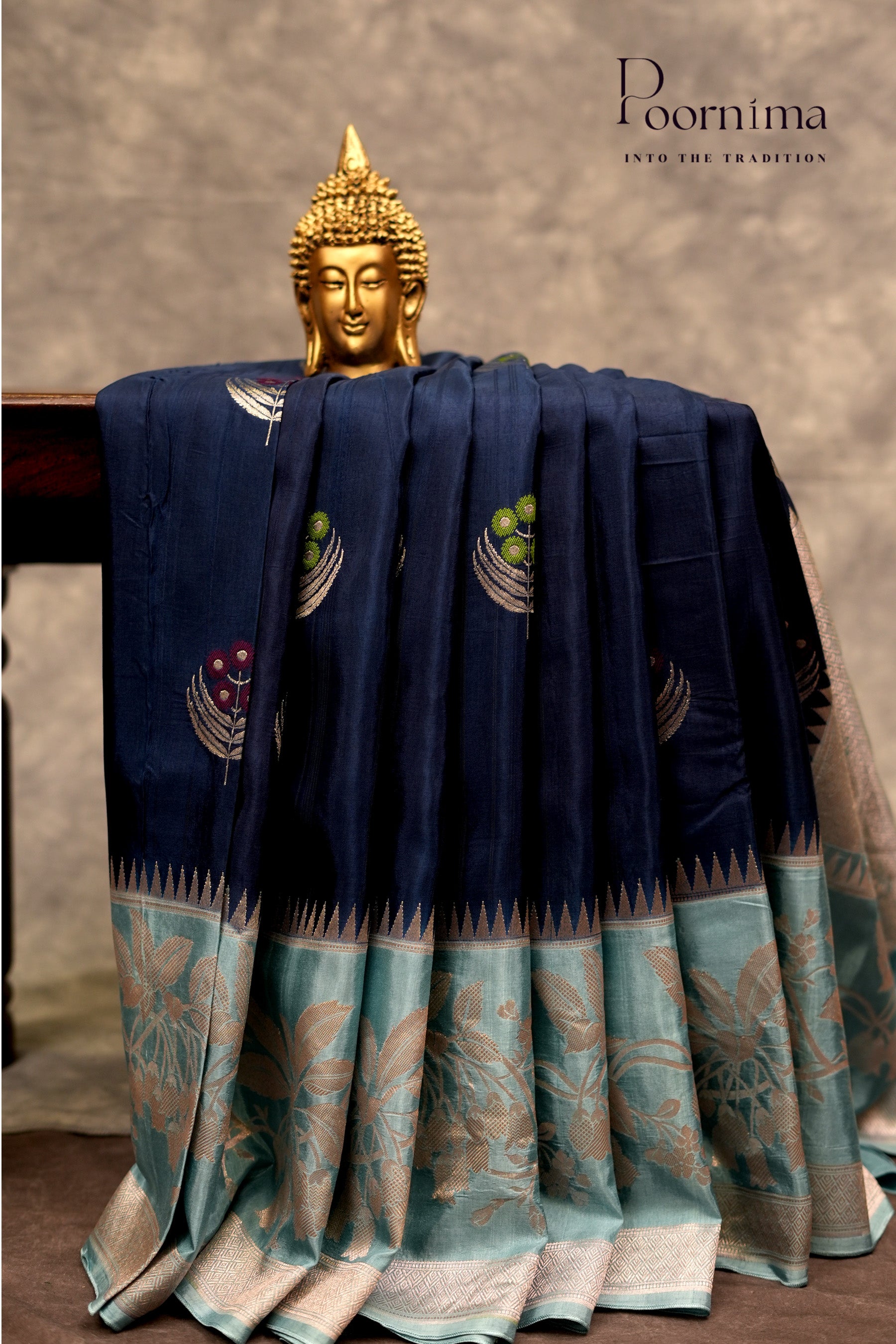 BENARASI PATTU- NAVY BLUE