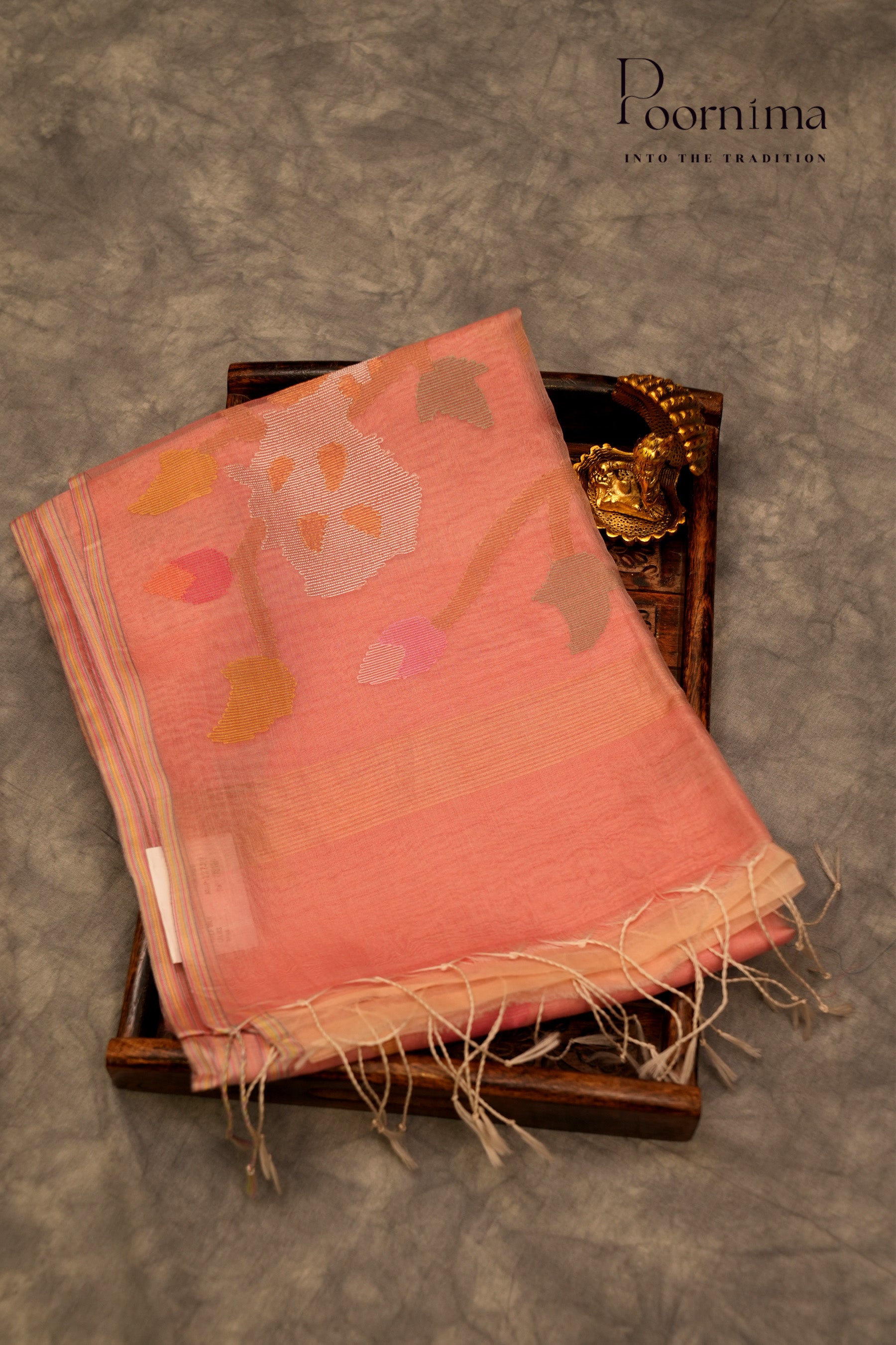 TUSSAR JAMDANI SAREE- LIGHT PINK