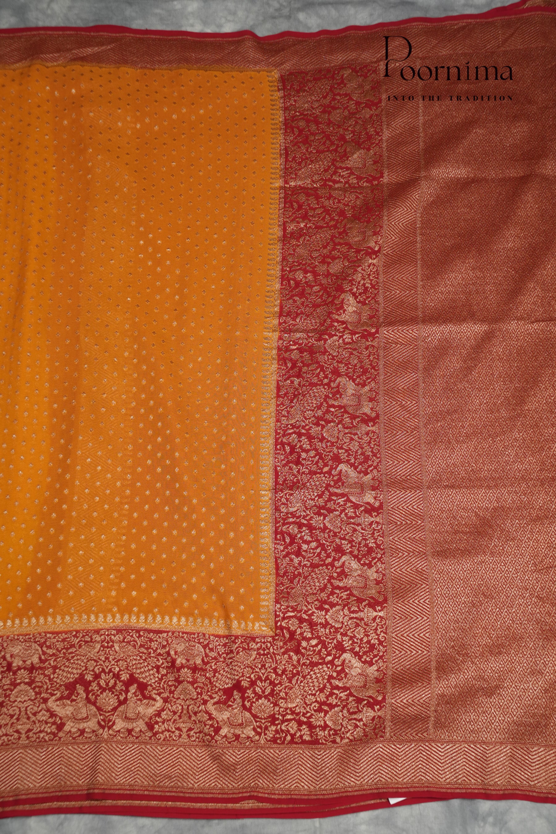 KHADDI GEORGETTE SAREE- YELLOW