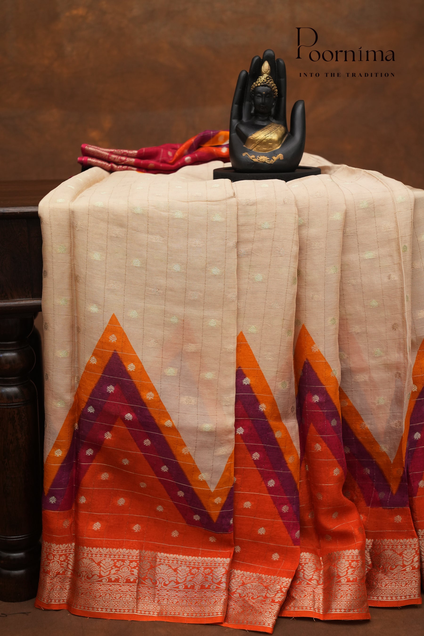 CHINNON GEORGETTE SAREE- CREAM