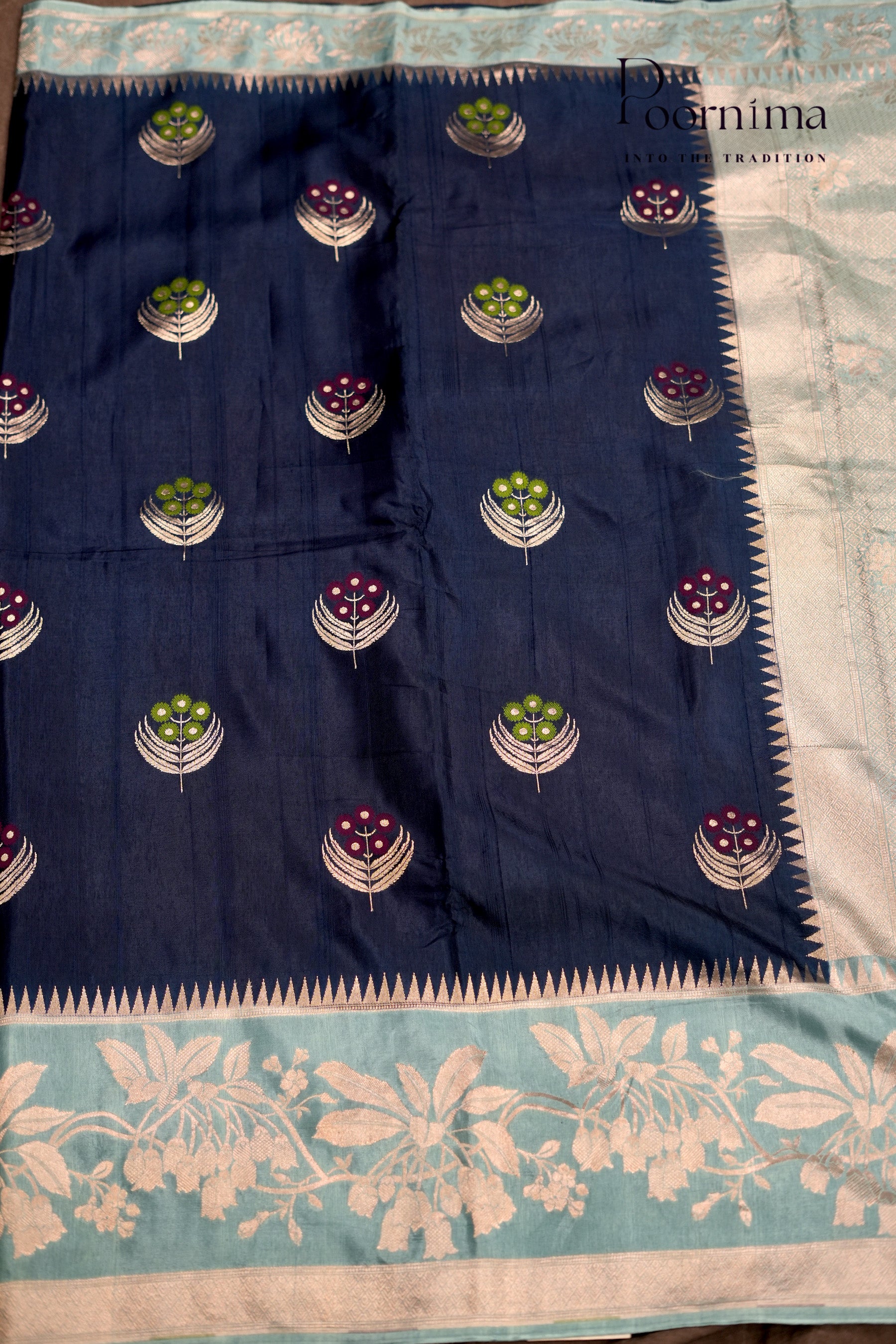 BENARASI PATTU- NAVY BLUE