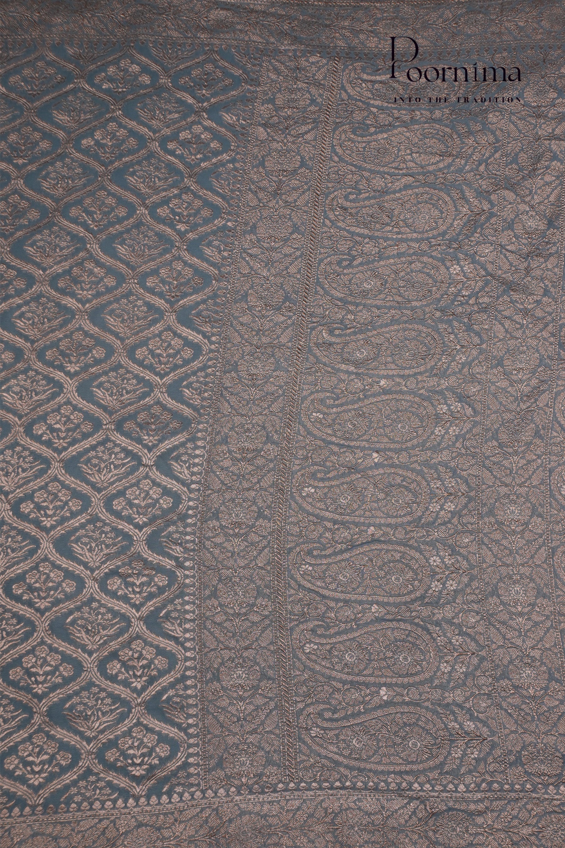 KHADDI GEORGETTE SAREE- STEEL BLUE