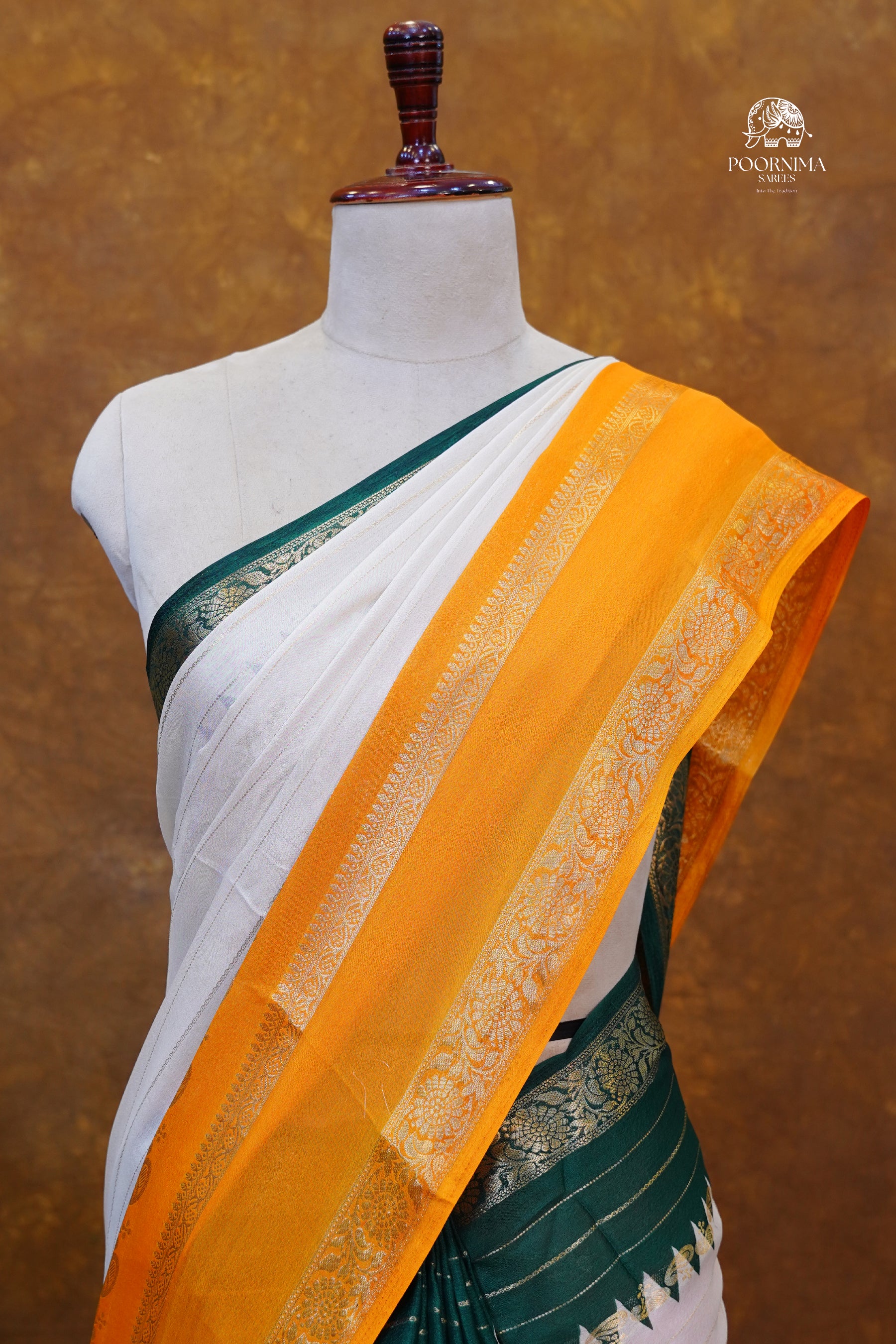 VISCOSE GEORGETTE SAREE WITH GANGA JAMUNA BORDER