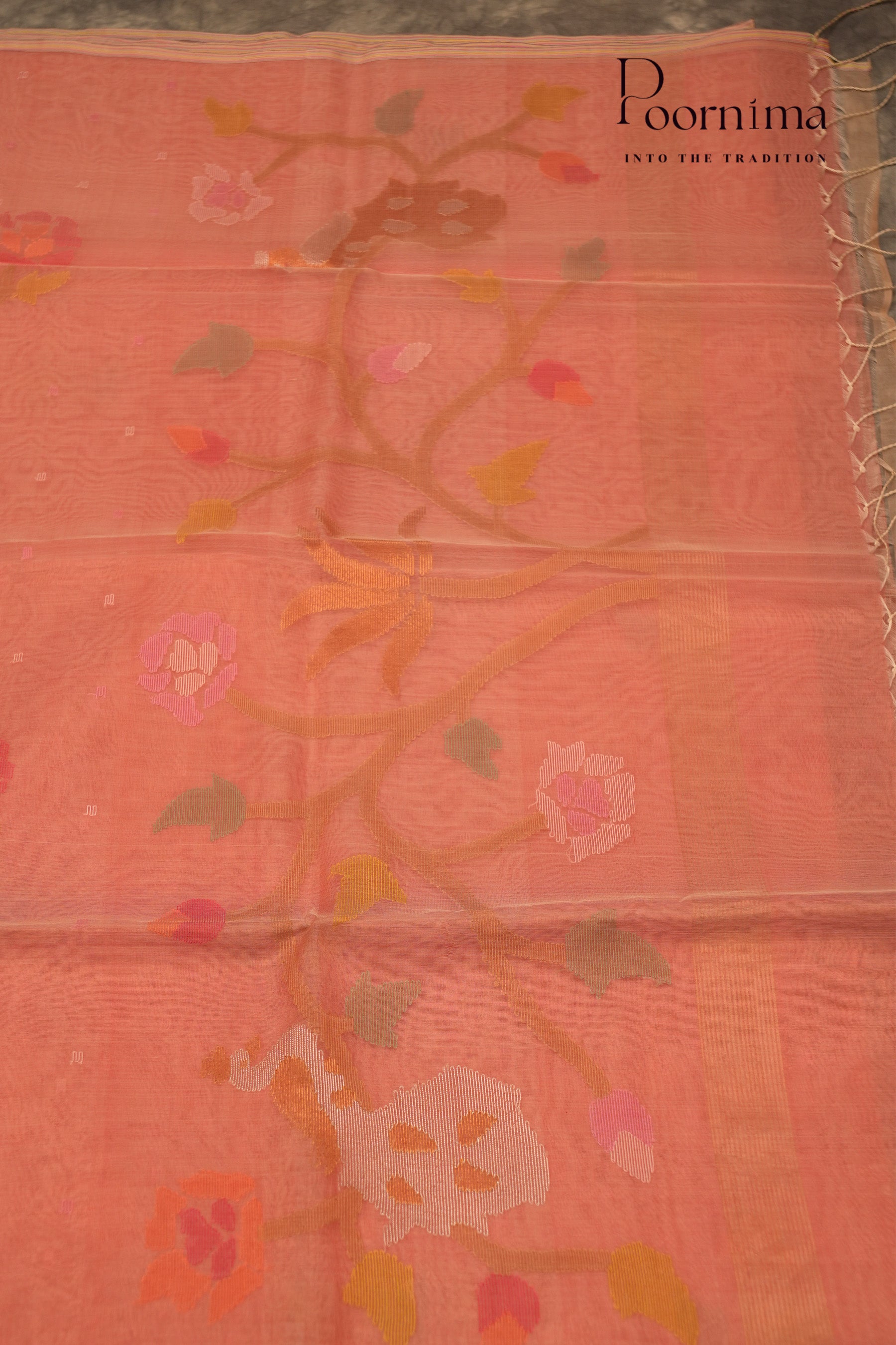 TUSSAR JAMDANI SAREE- LIGHT PINK