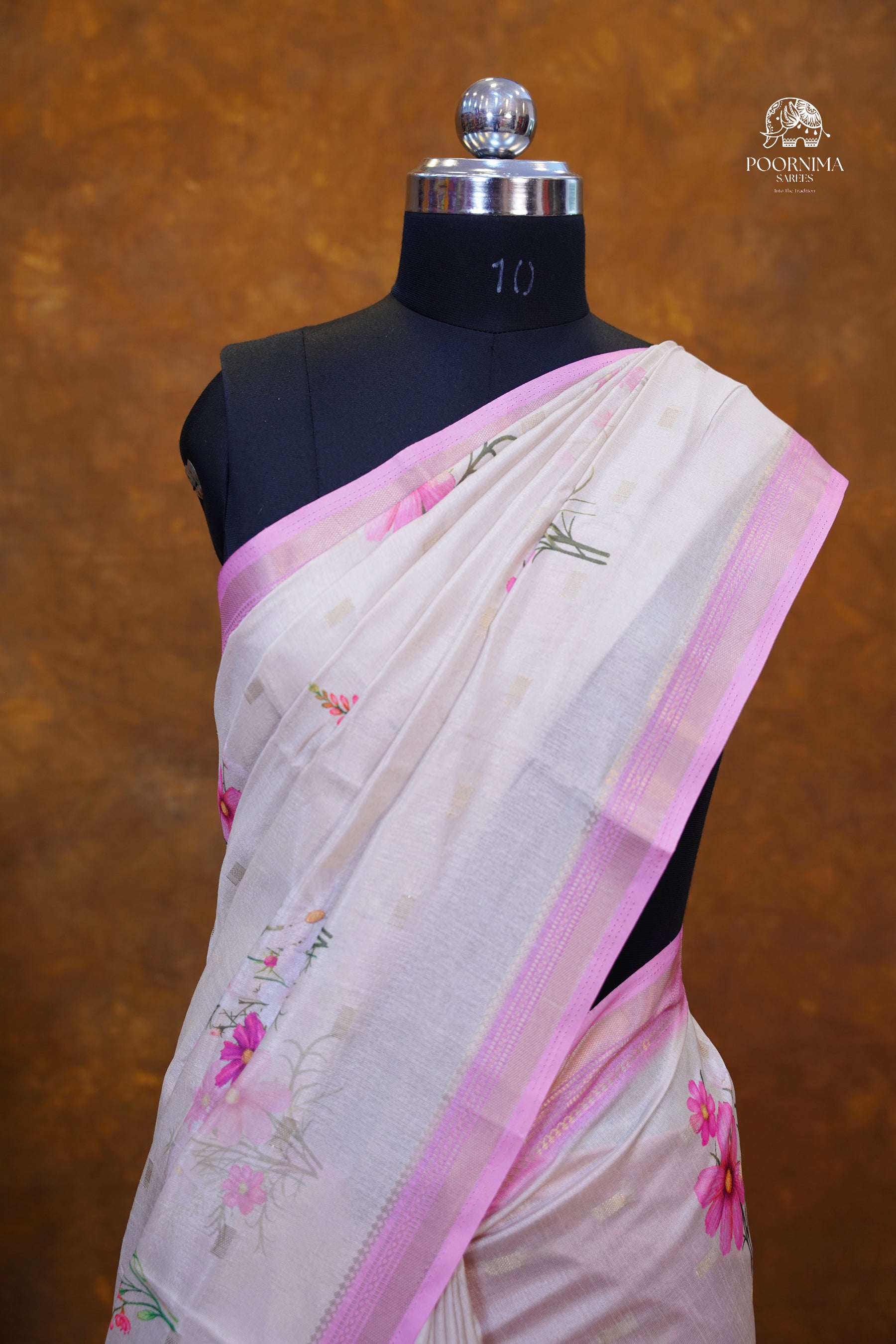 CHANDERI SAREE - BUTTER CREAM