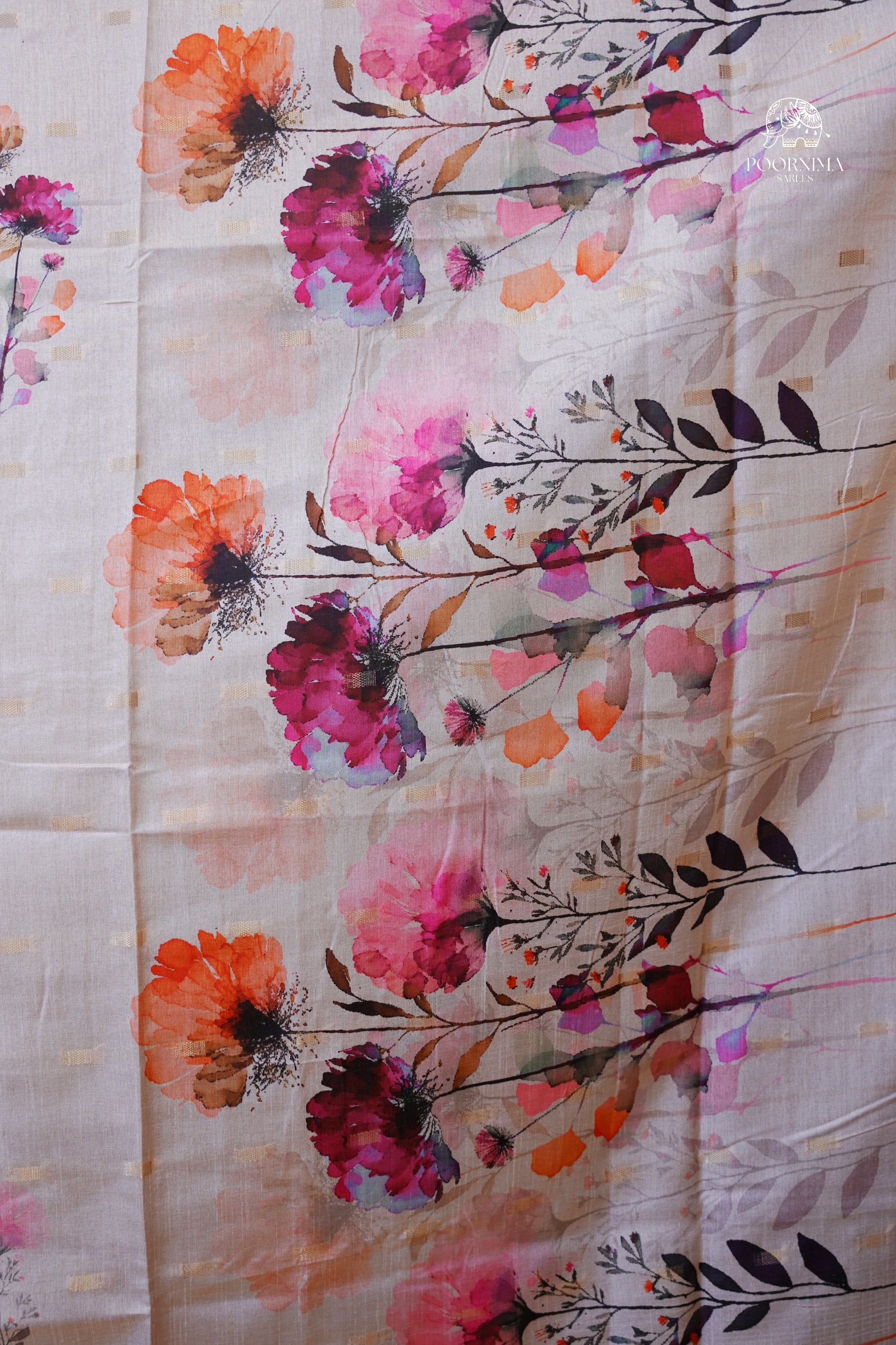 CHANDERI SAREE - BEIGE CREAM