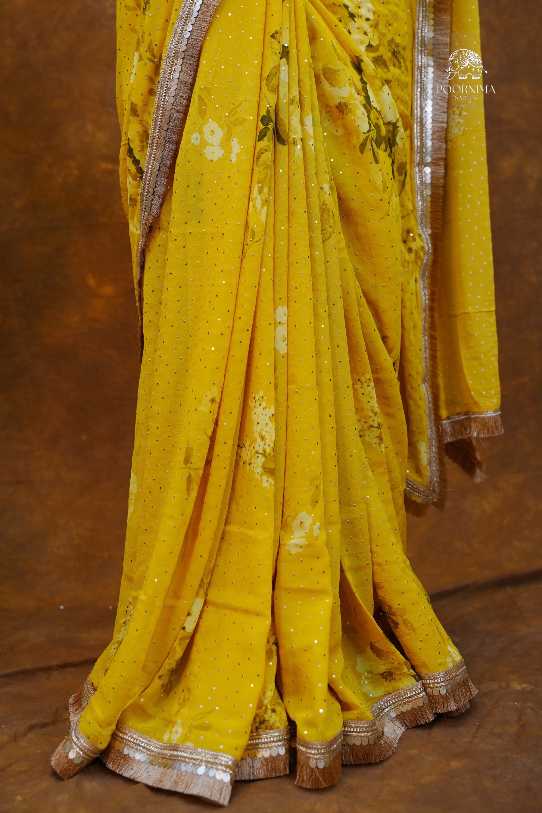 GEORGETTE SAREE - BRIGHT YELLOW