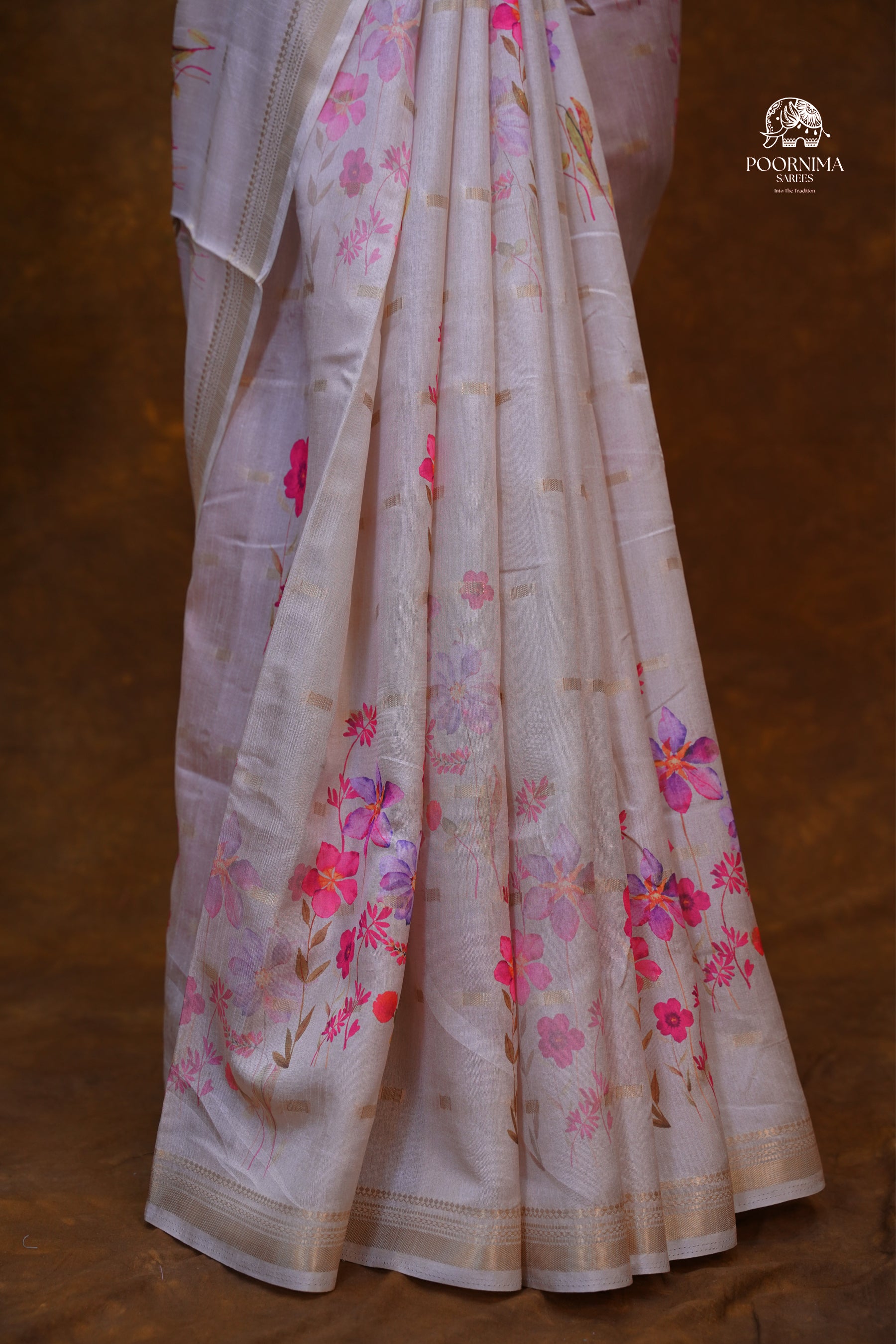 CHANDERI SAREE - BUTTER CREAM