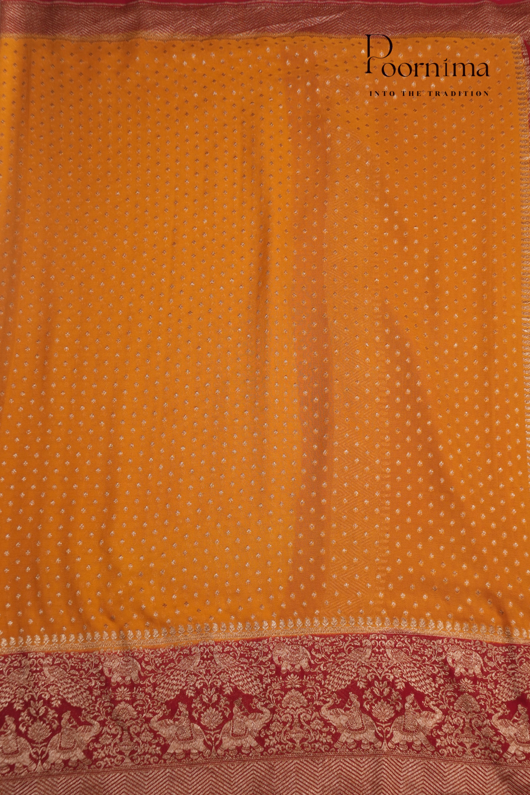 KHADDI GEORGETTE SAREE- YELLOW