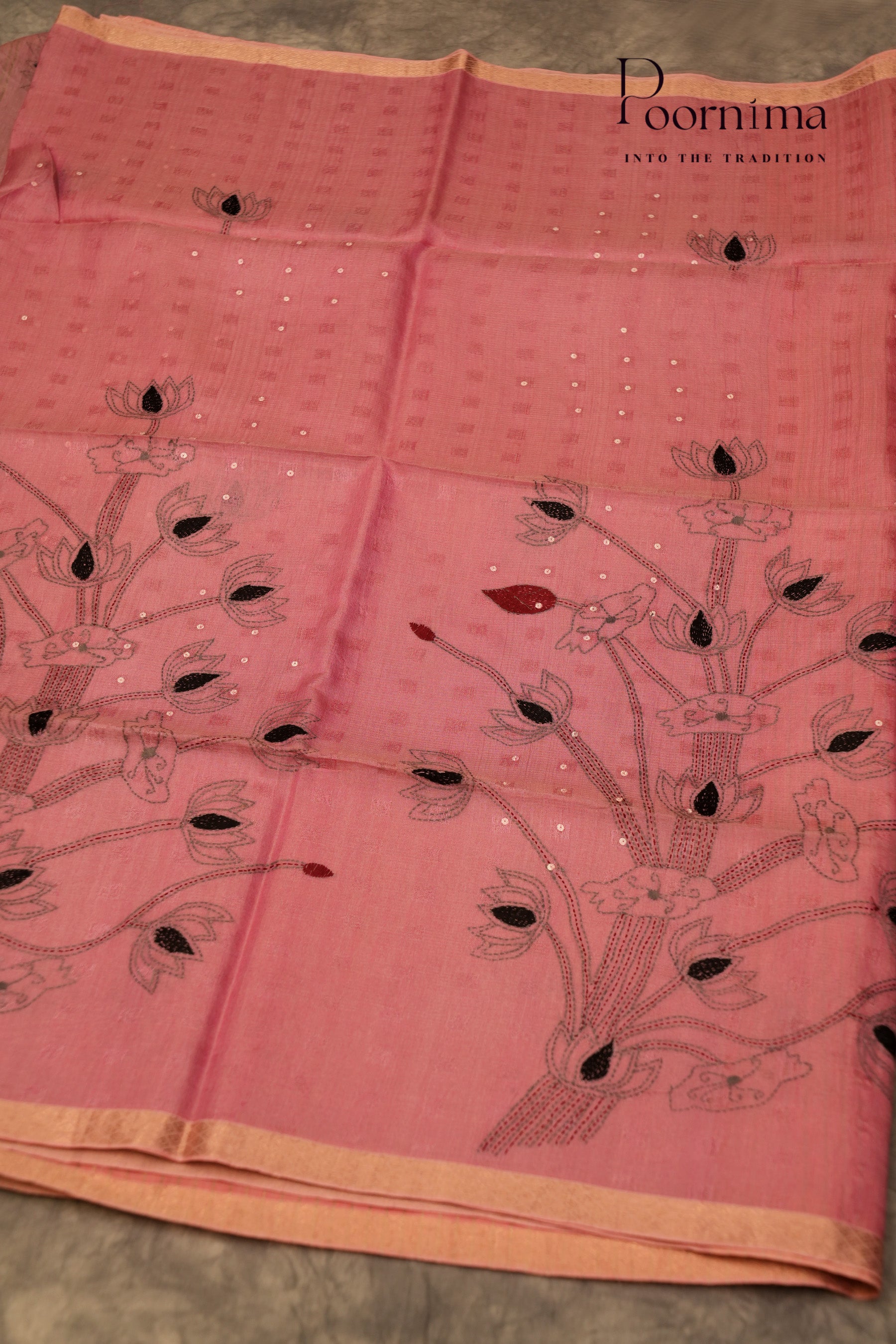 TUSSAR JAMDANI-ONION PINK