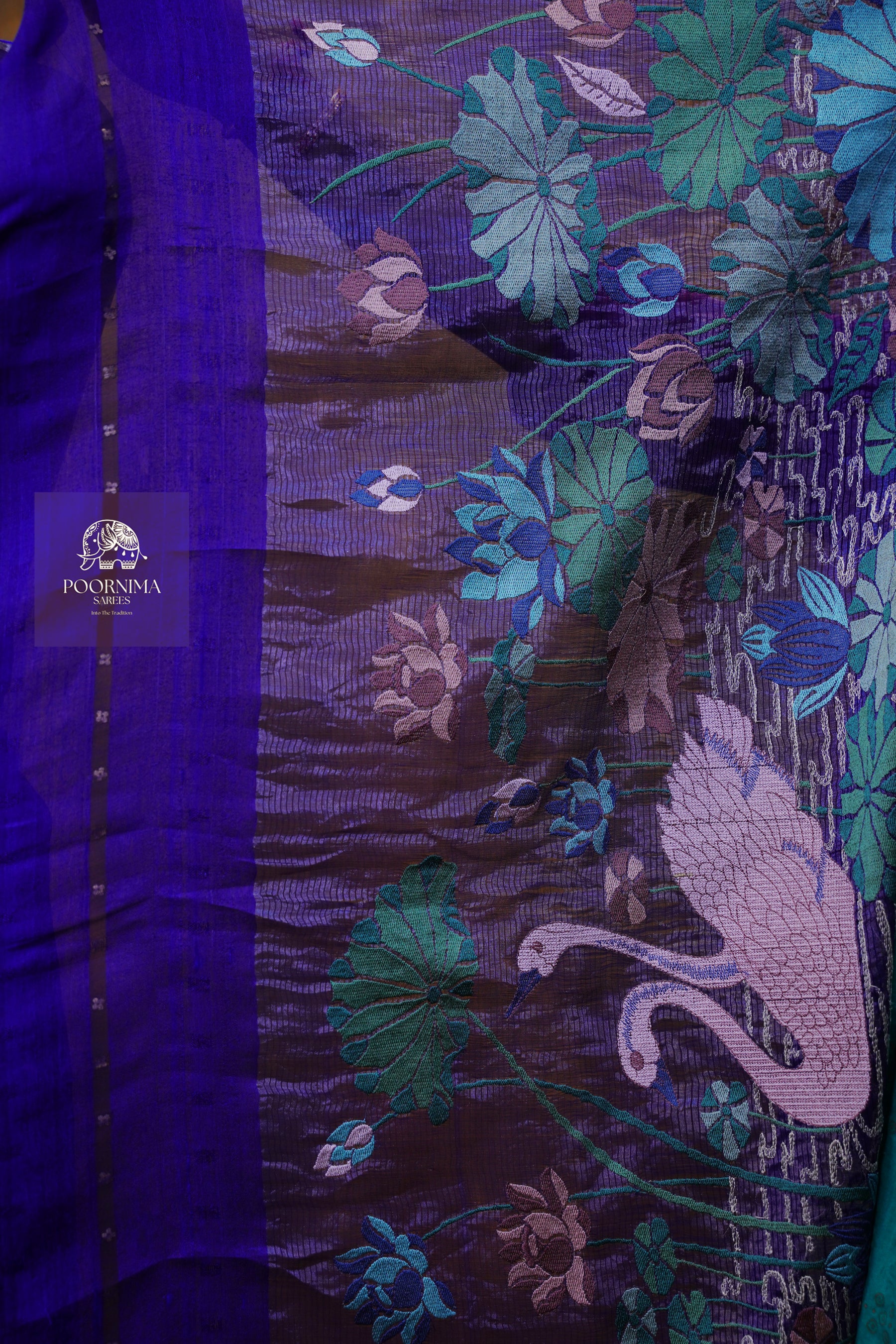 FUSION TUSSAR SAREE - BLUE