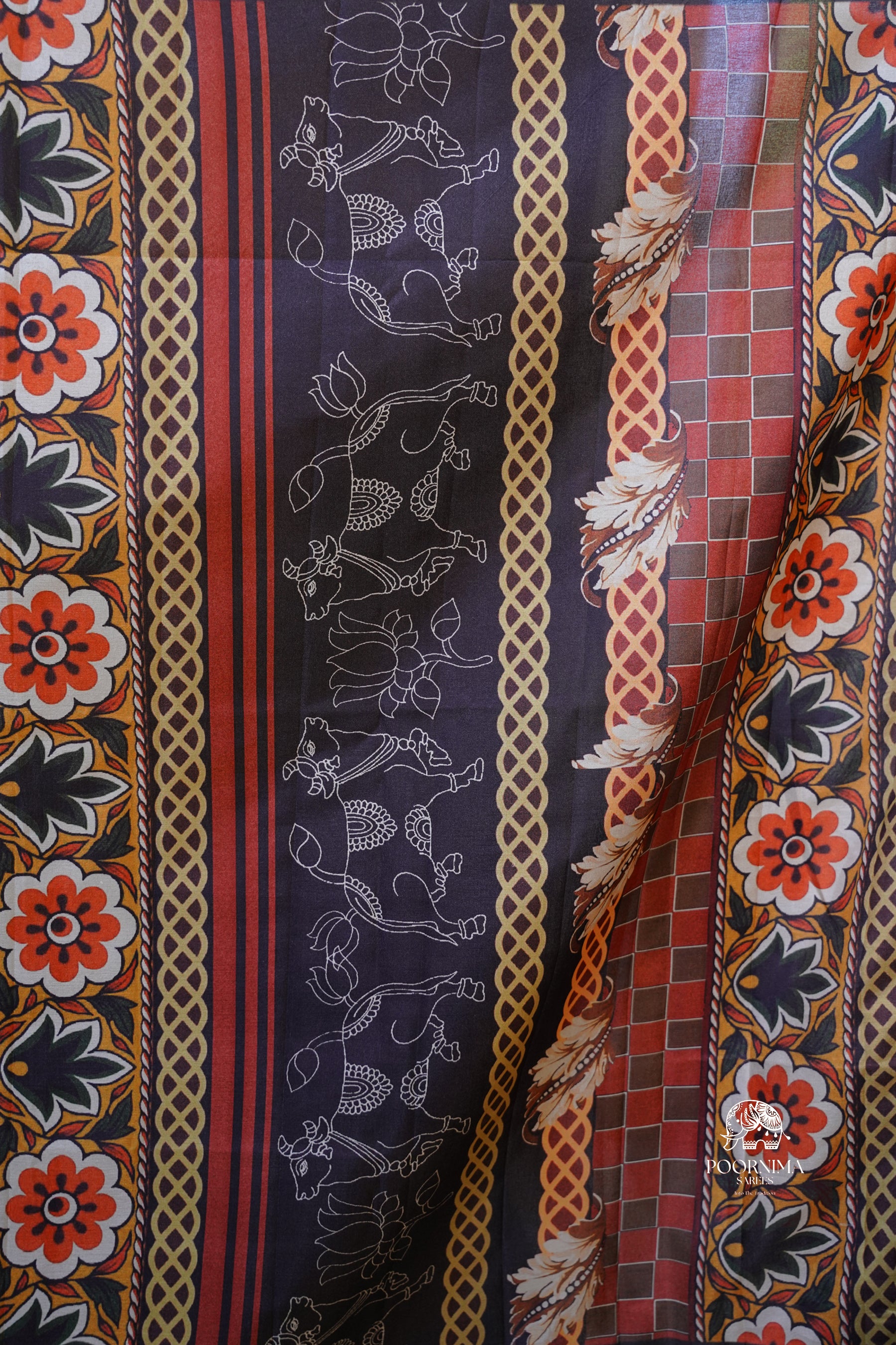 SEMI TUSSAR SAREE- HALF WHITE