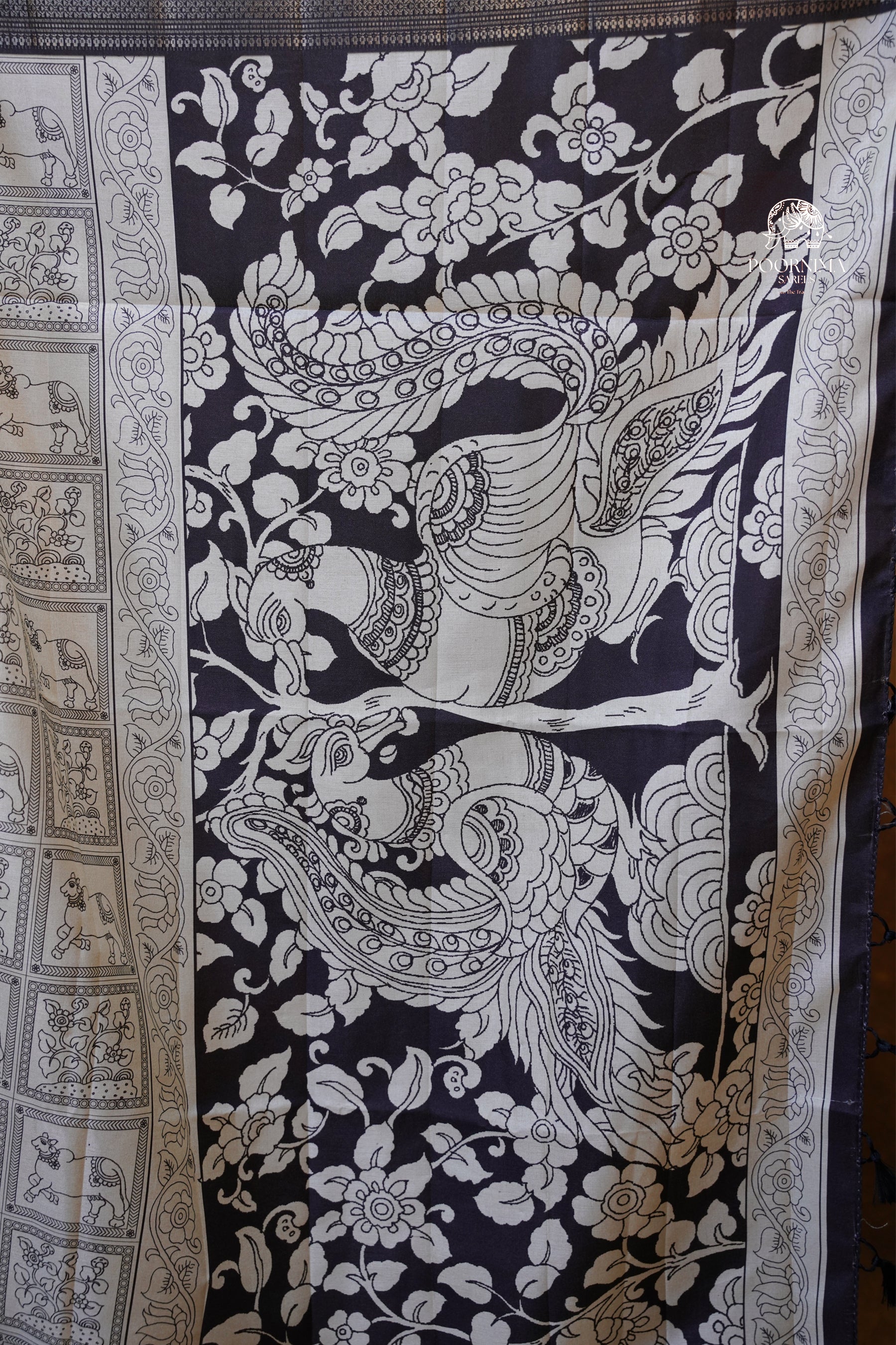 MUNGA TUSSAR SAREE- HALF WHITE