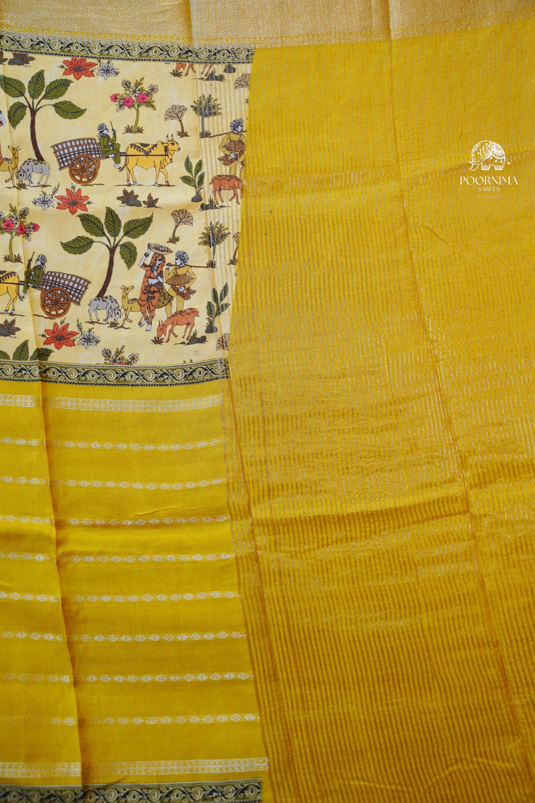 MYSORE CRAPE DIGITAL PRINTED SAREE - YELLOW