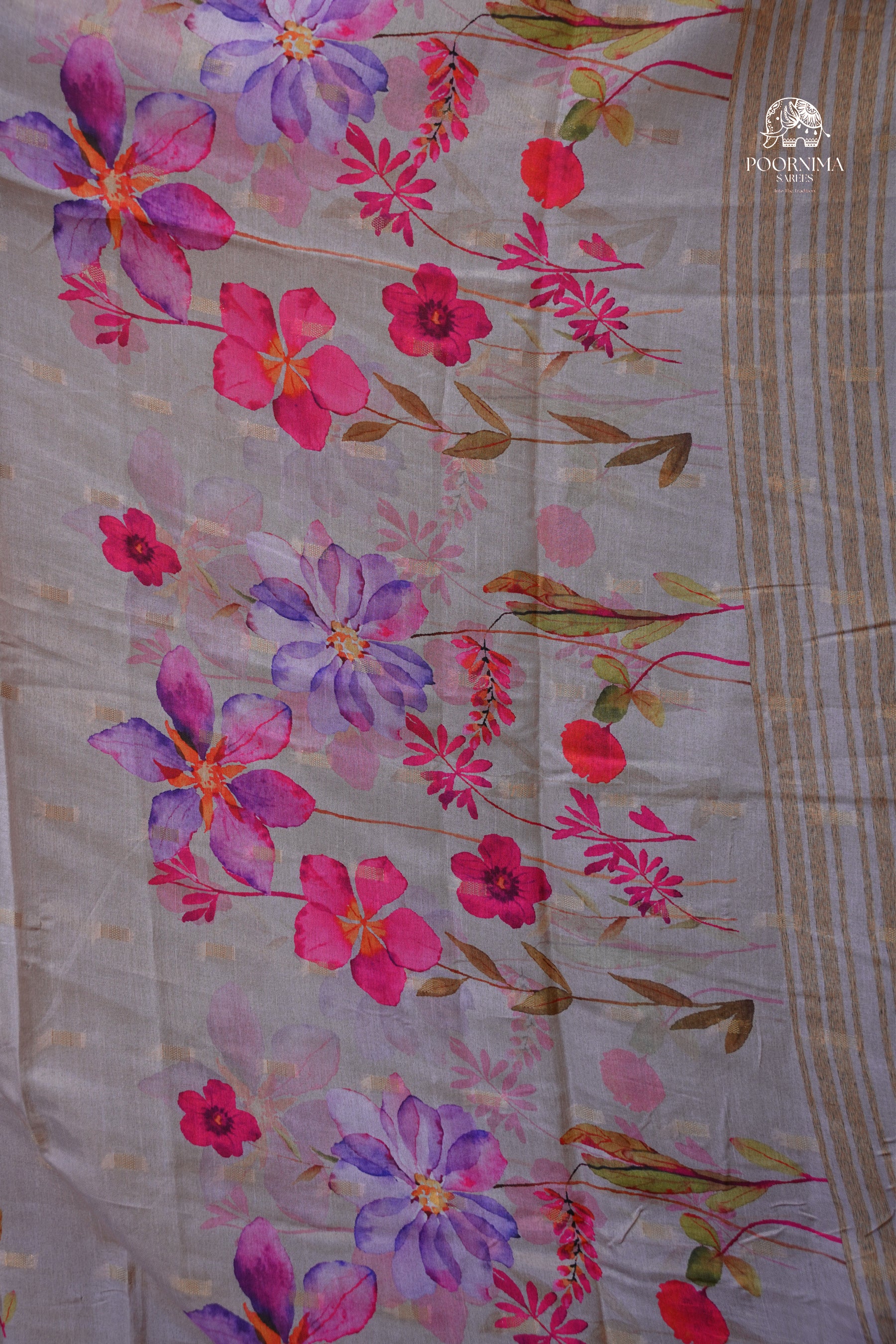 CHANDERI SAREE - BUTTER CREAM