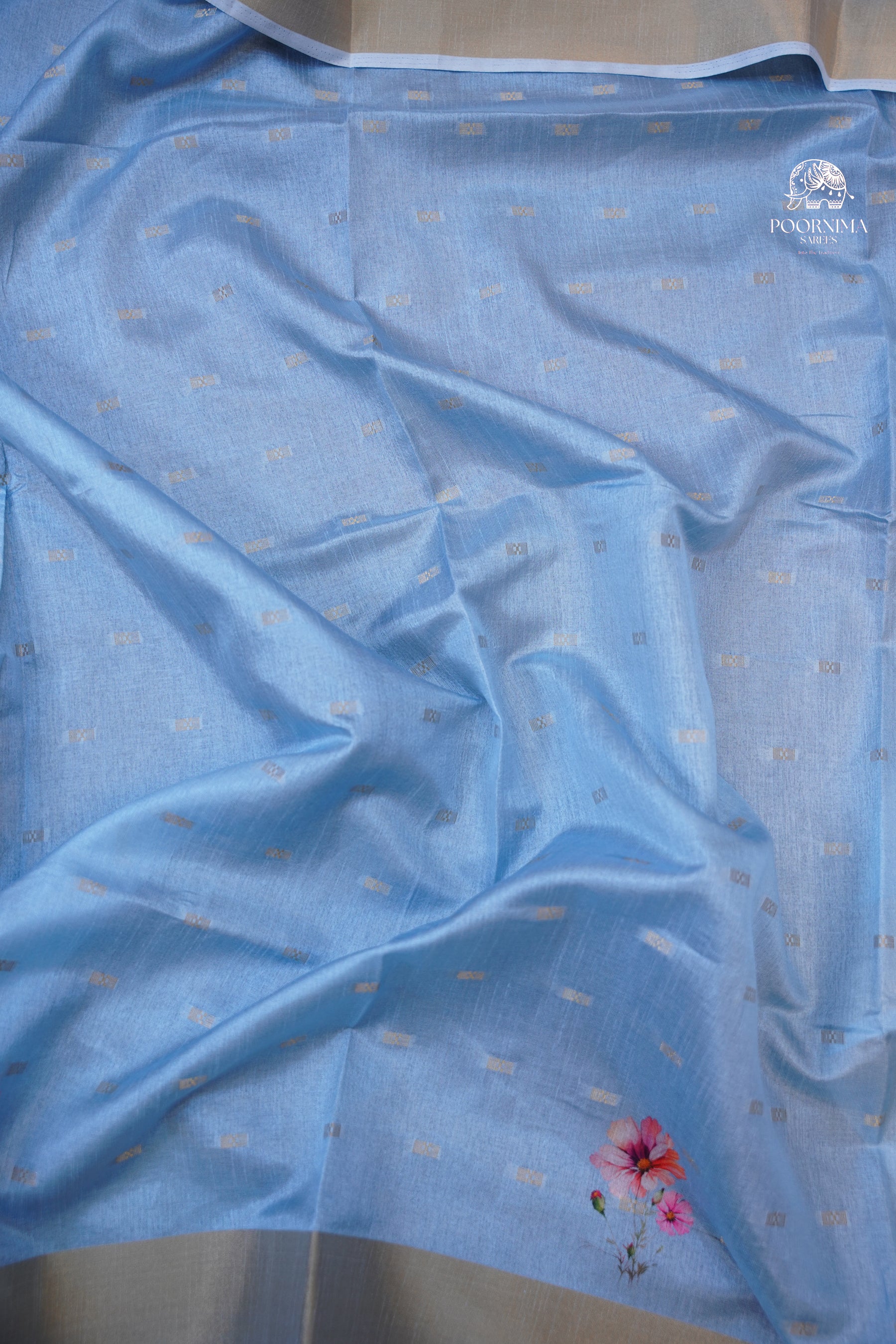 CHANDERI SAREE - BABY BLUE