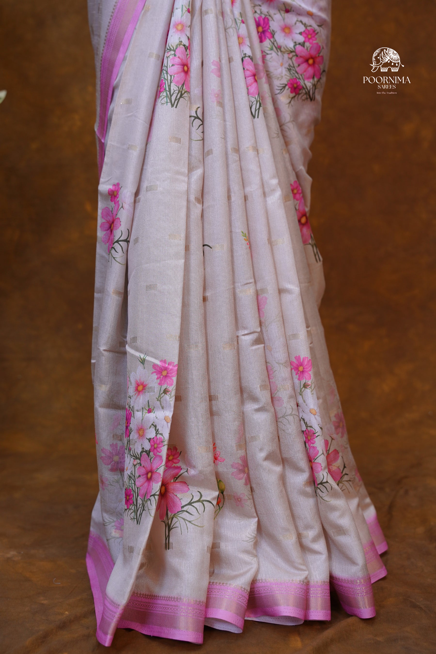 CHANDERI SAREE - BUTTER CREAM