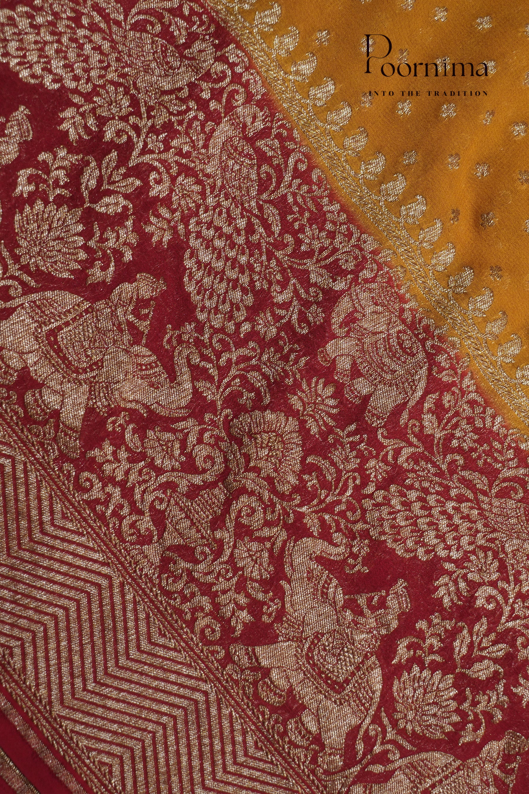 KHADDI GEORGETTE SAREE- YELLOW