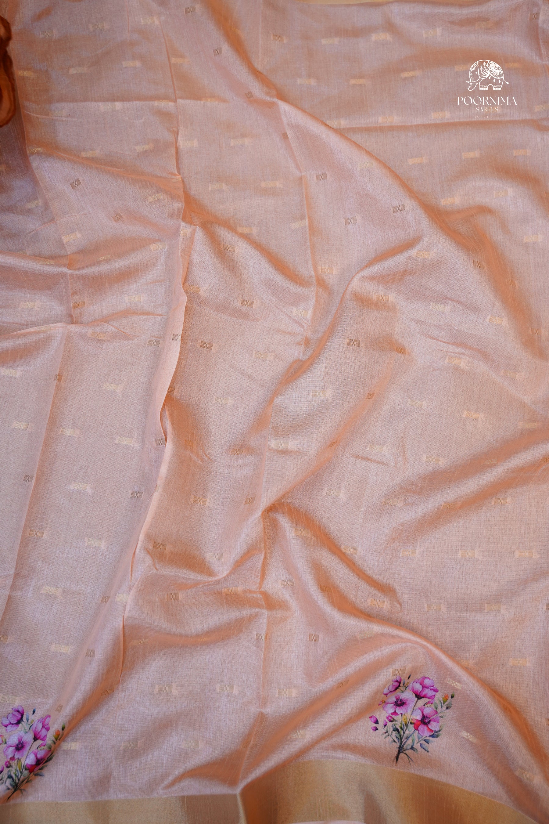 CHANDERI SAREE - CRAYOLA PEACH