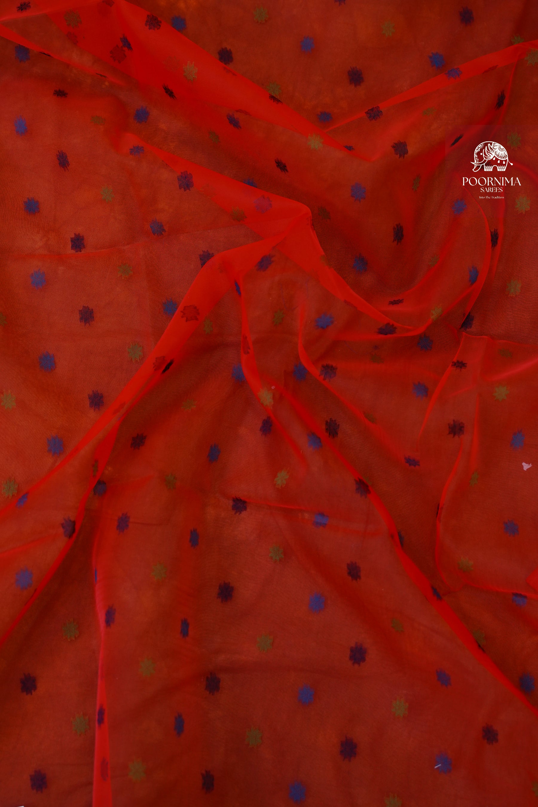 SEMI TUSSAR SAREE - RED