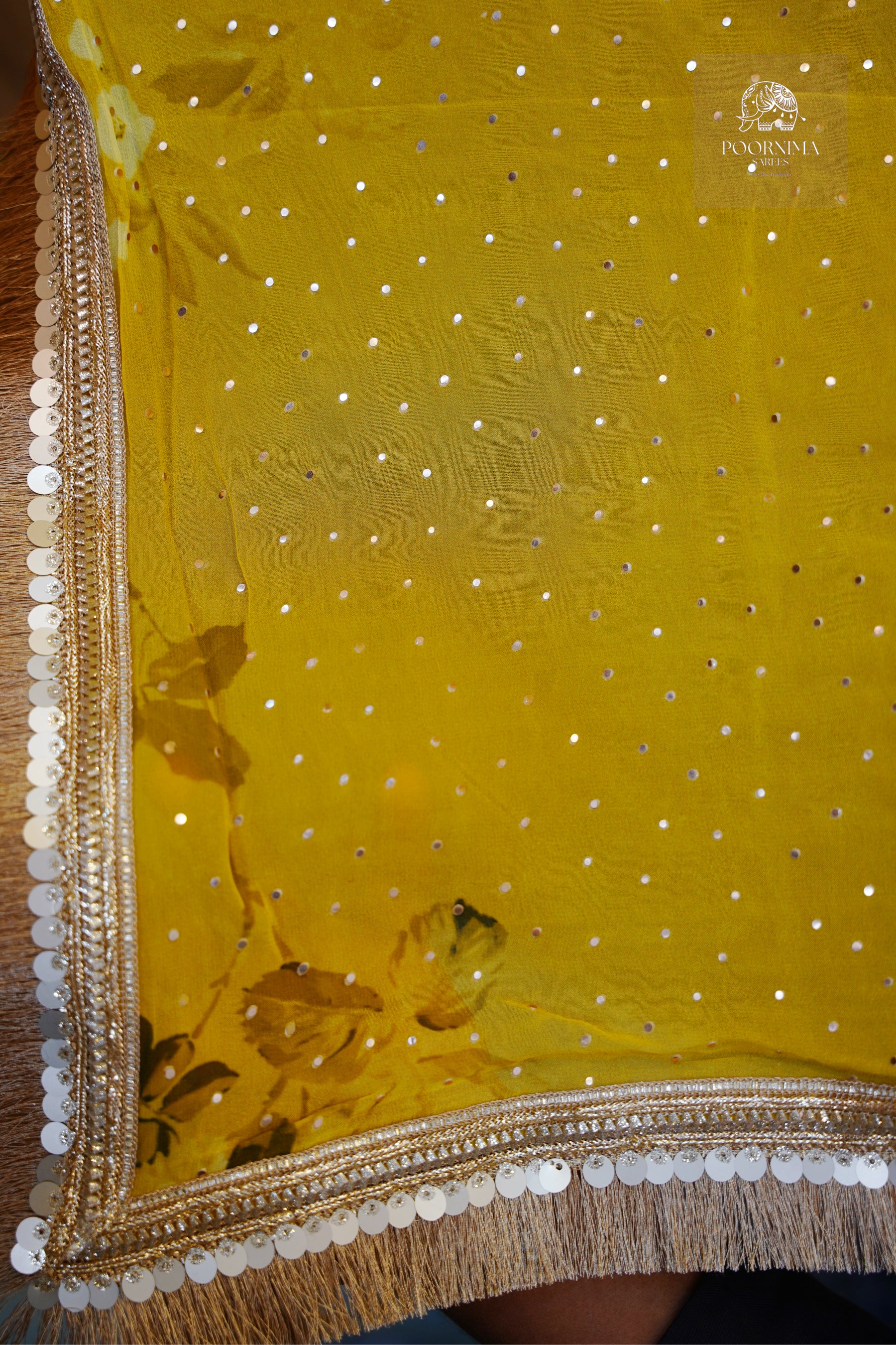 GEORGETTE SAREE - BRIGHT YELLOW