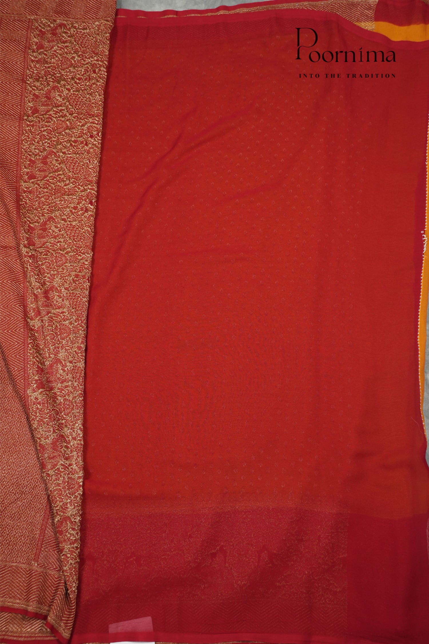 KHADDI GEORGETTE SAREE- YELLOW