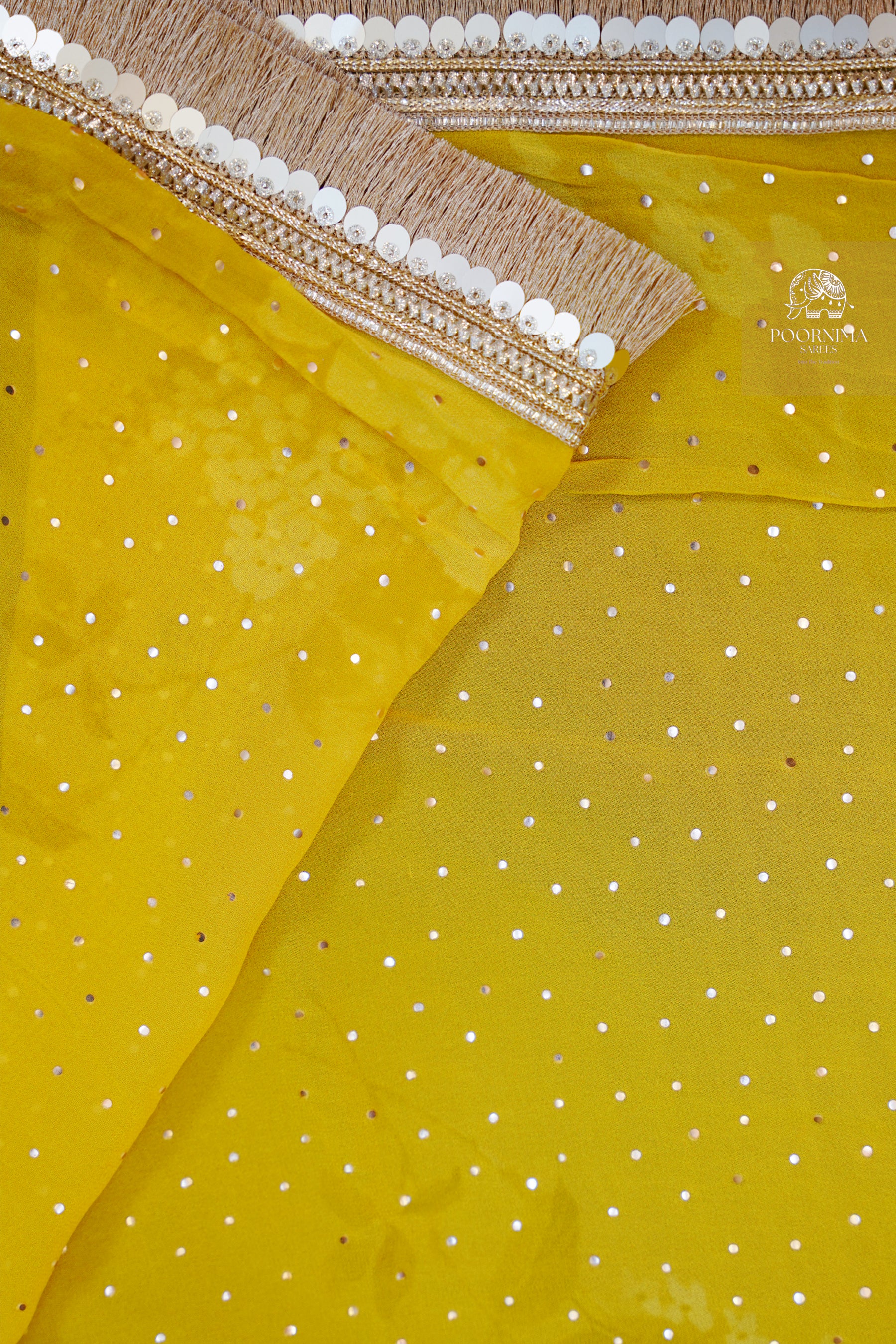 GEORGETTE SAREE - BRIGHT YELLOW