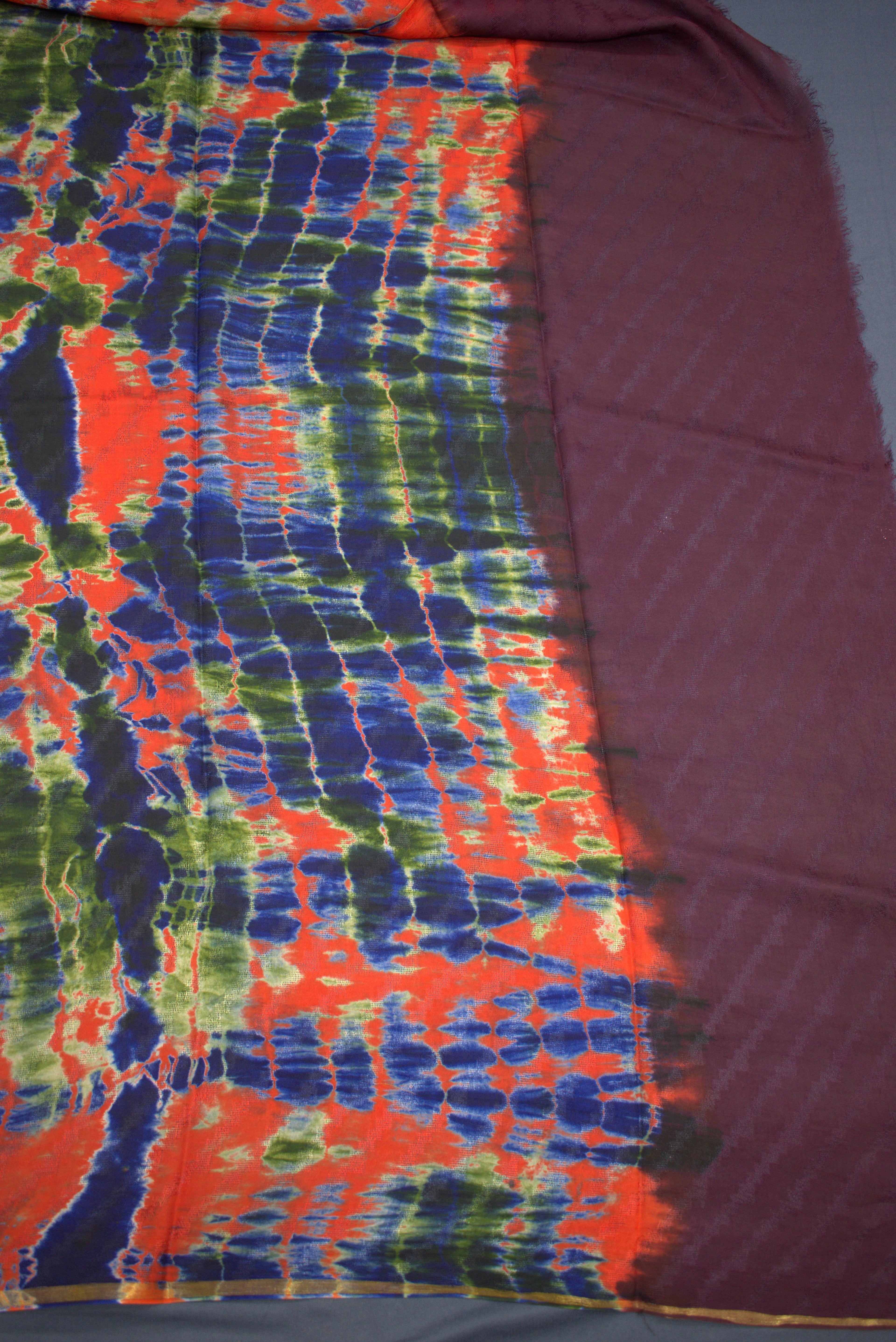 MULBERRY- GEORGETTE SAREER WITH SHIOBORI TIE & DIE