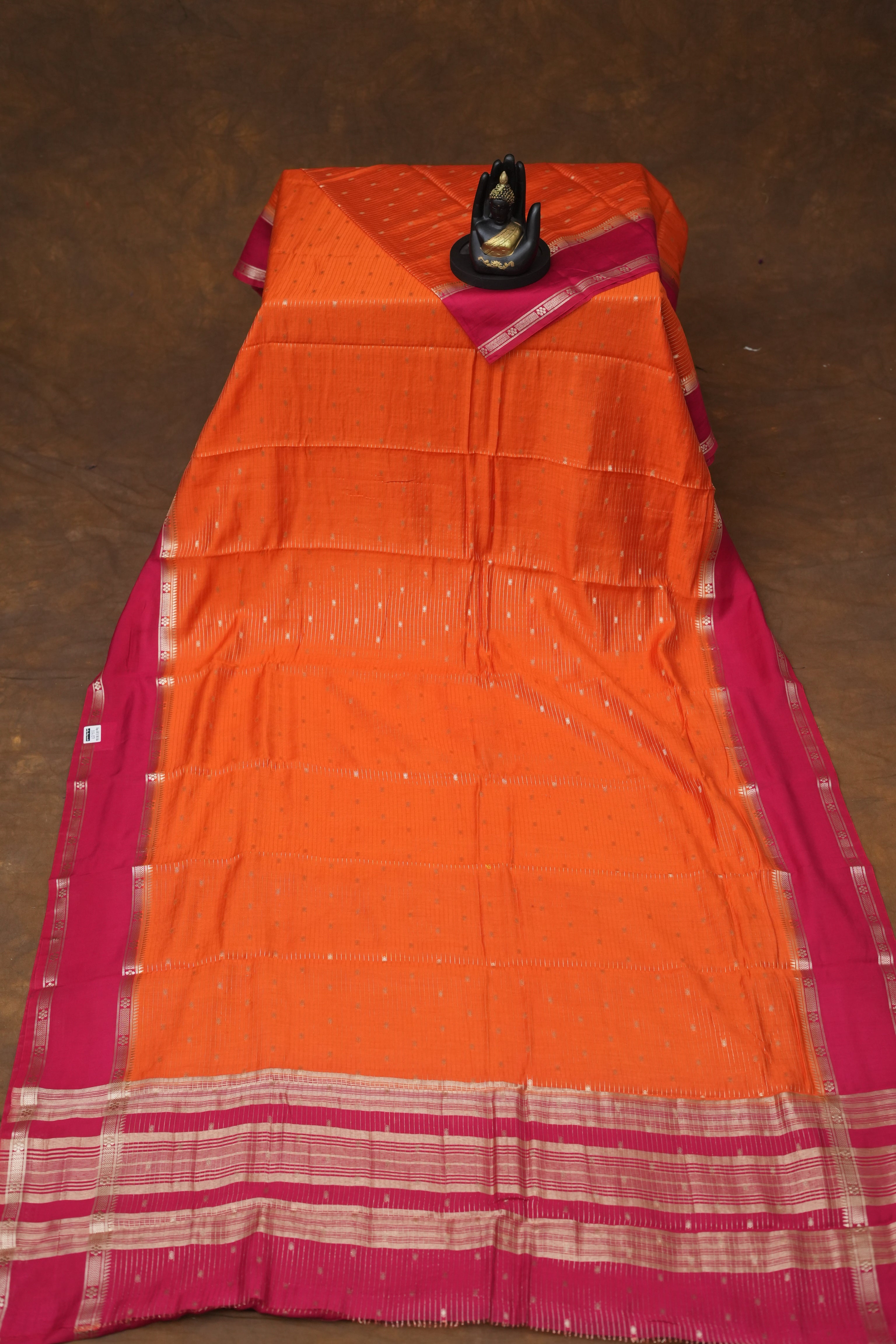 SEMI MYSORE CRAPE SAREE-ORANGE