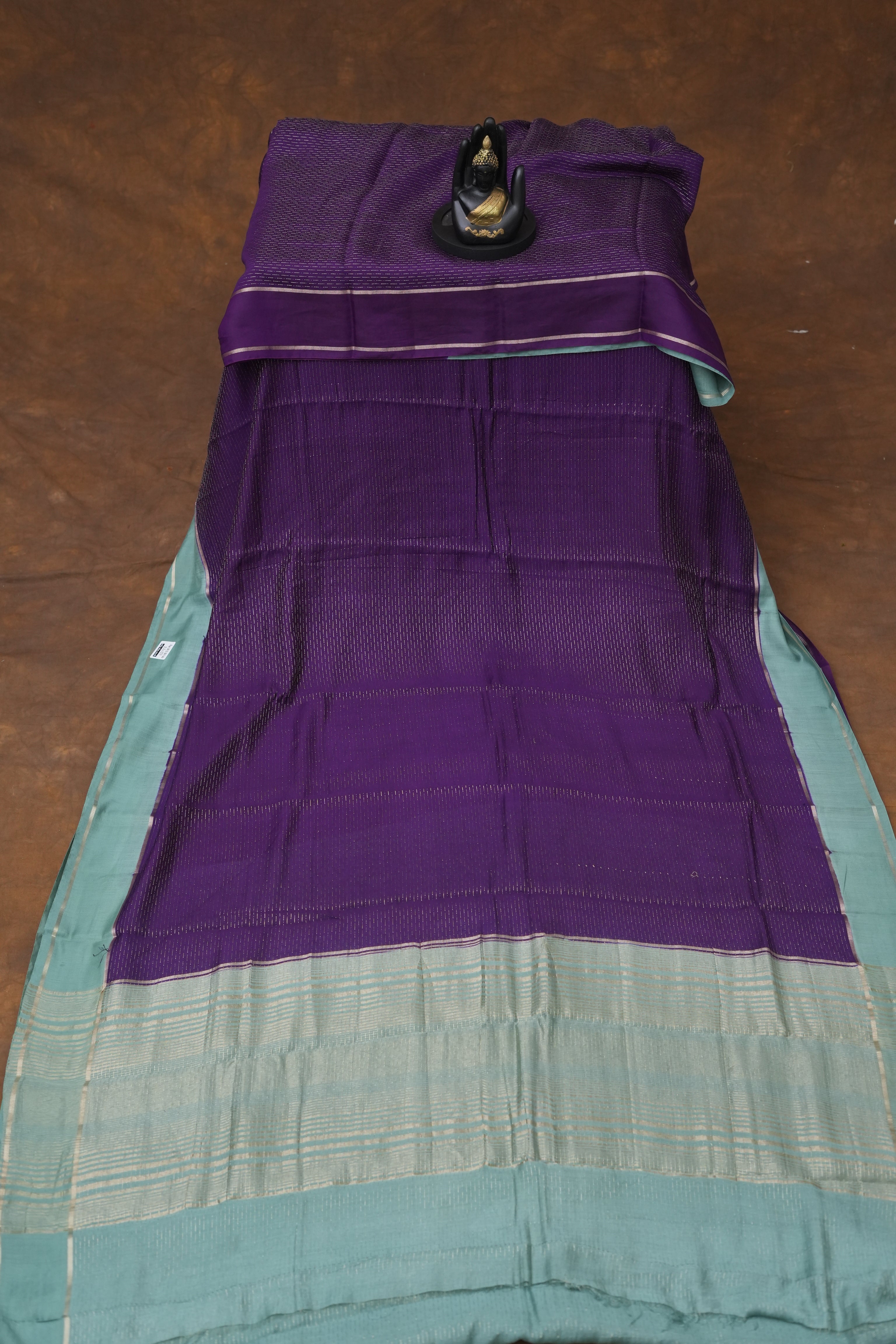 SEMI MYSORE CRAPE SAREE-BRINJAL
