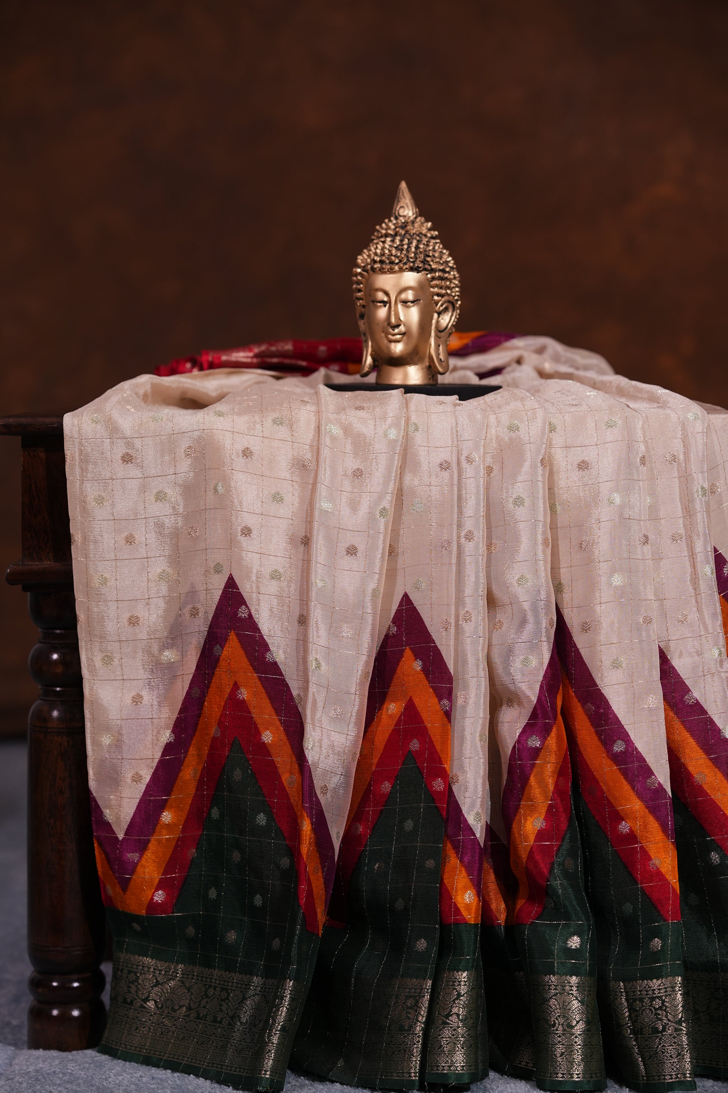 CHINNON GEORGETTE SAREE- HALF WHITE