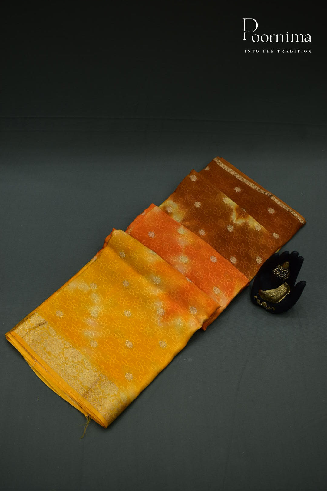 MULTI COLOUR - CRAPE SILK SHADED SAREES WITH ALLOVER ZARI BUTIS