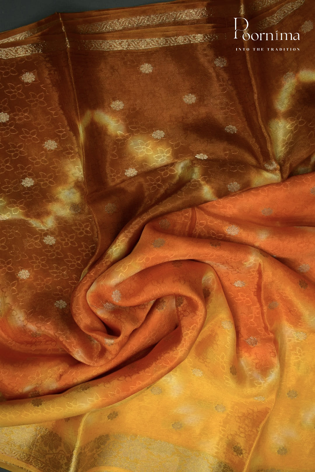 MULTI COLOUR - CRAPE SILK SHADED SAREES WITH ALLOVER ZARI BUTIS