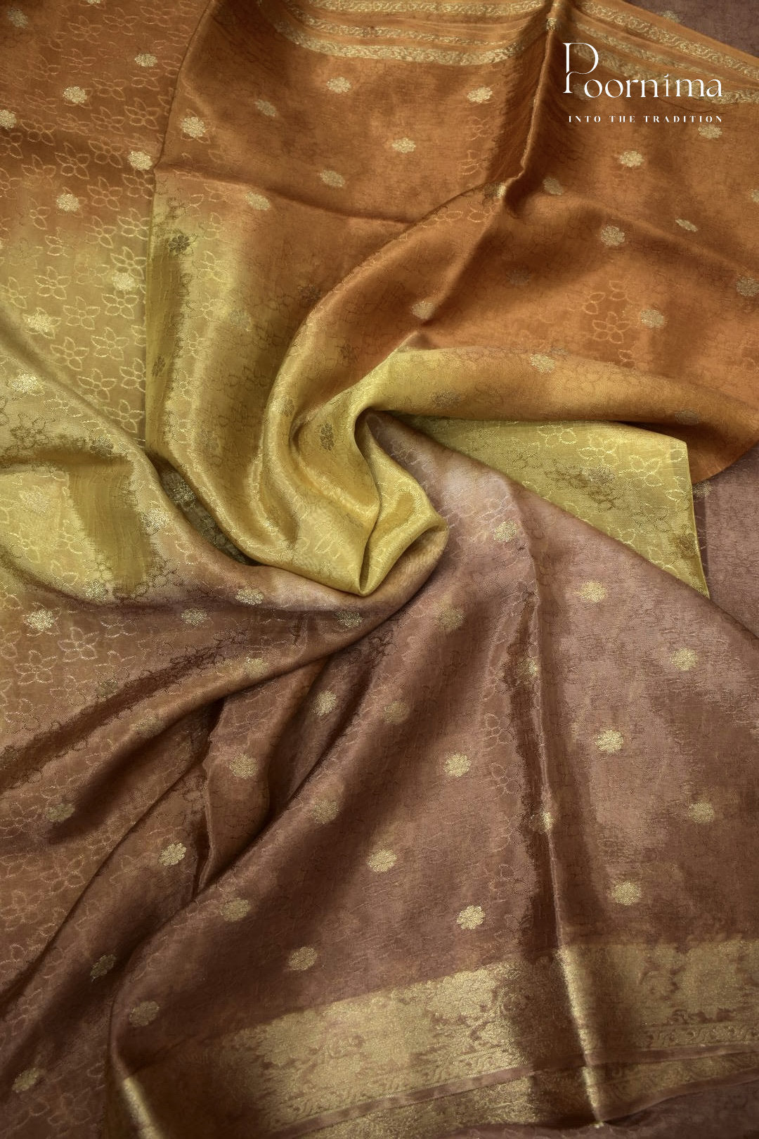 MULTI SHADED - CRAPE SILK SHADED SAREES WITH ALLOVER ZARI BUTIS