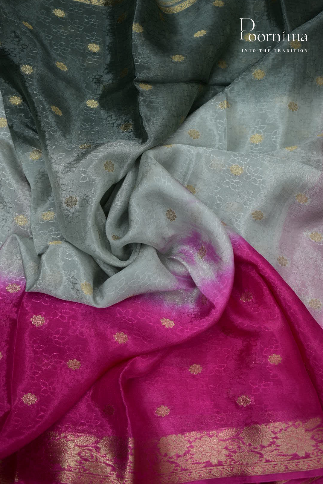MULTI SHADED - CRAPE SILK SHADED SAREES WITH ALLOVER ZARI BUTIS