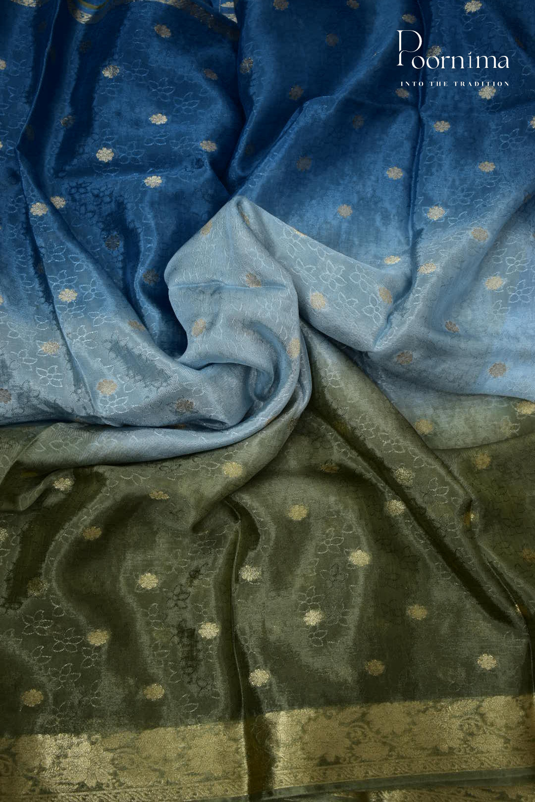 MULTI SHADED - CRAPE SILK SHADED SAREES WITH ALLOVER ZARI BUTIS