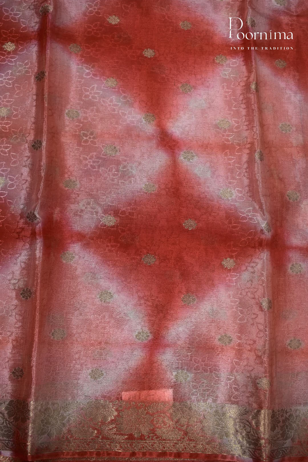 PEACH - CRAPE SILK SHADED SAREES WITH ALLOVER ZARI BUTIS