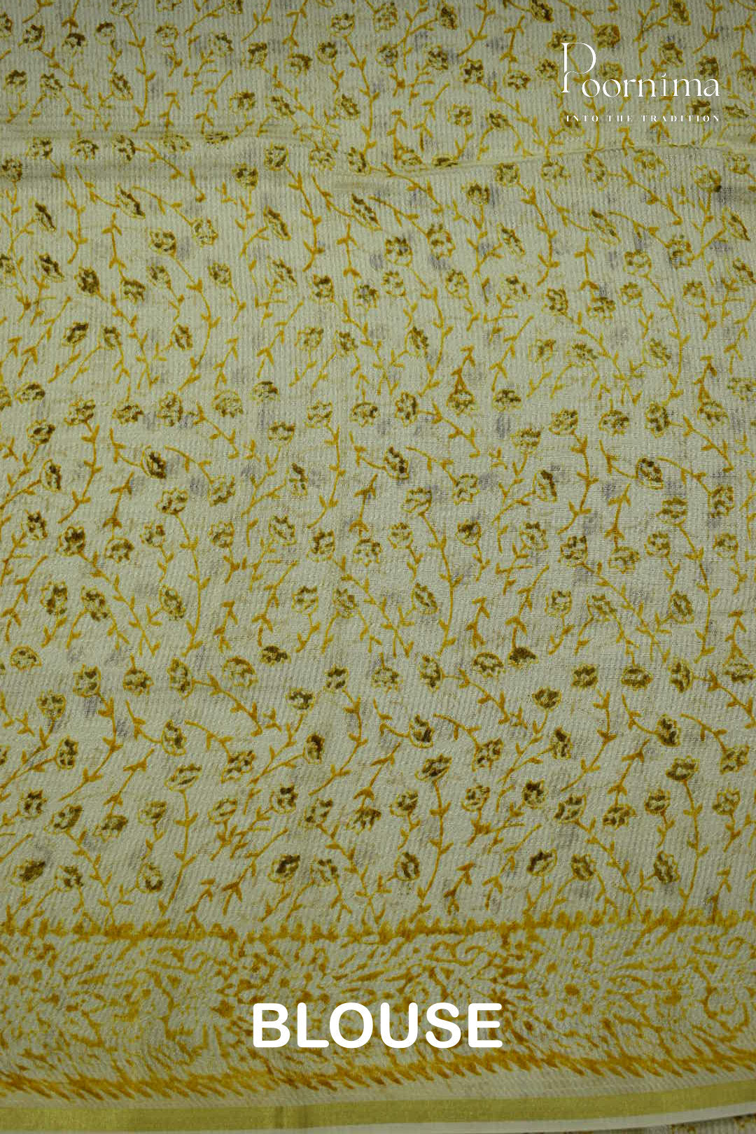 YELLOW & CREAM - CHECKS GEORGETTE BLOCK PRINTED SAREES