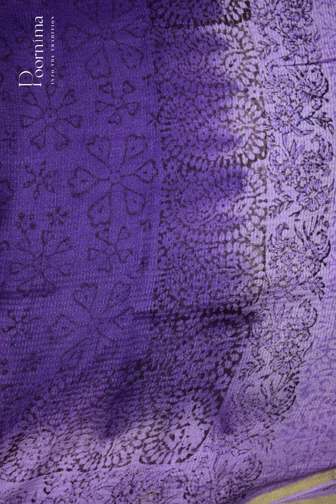 VIOLET SHADED - CHECKS GEORGETTE BLOCK PRINTED SAREES