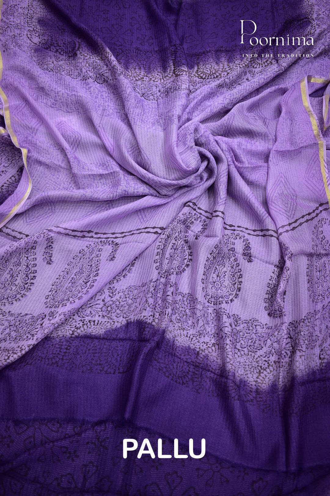 VIOLET SHADED - CHECKS GEORGETTE BLOCK PRINTED SAREES