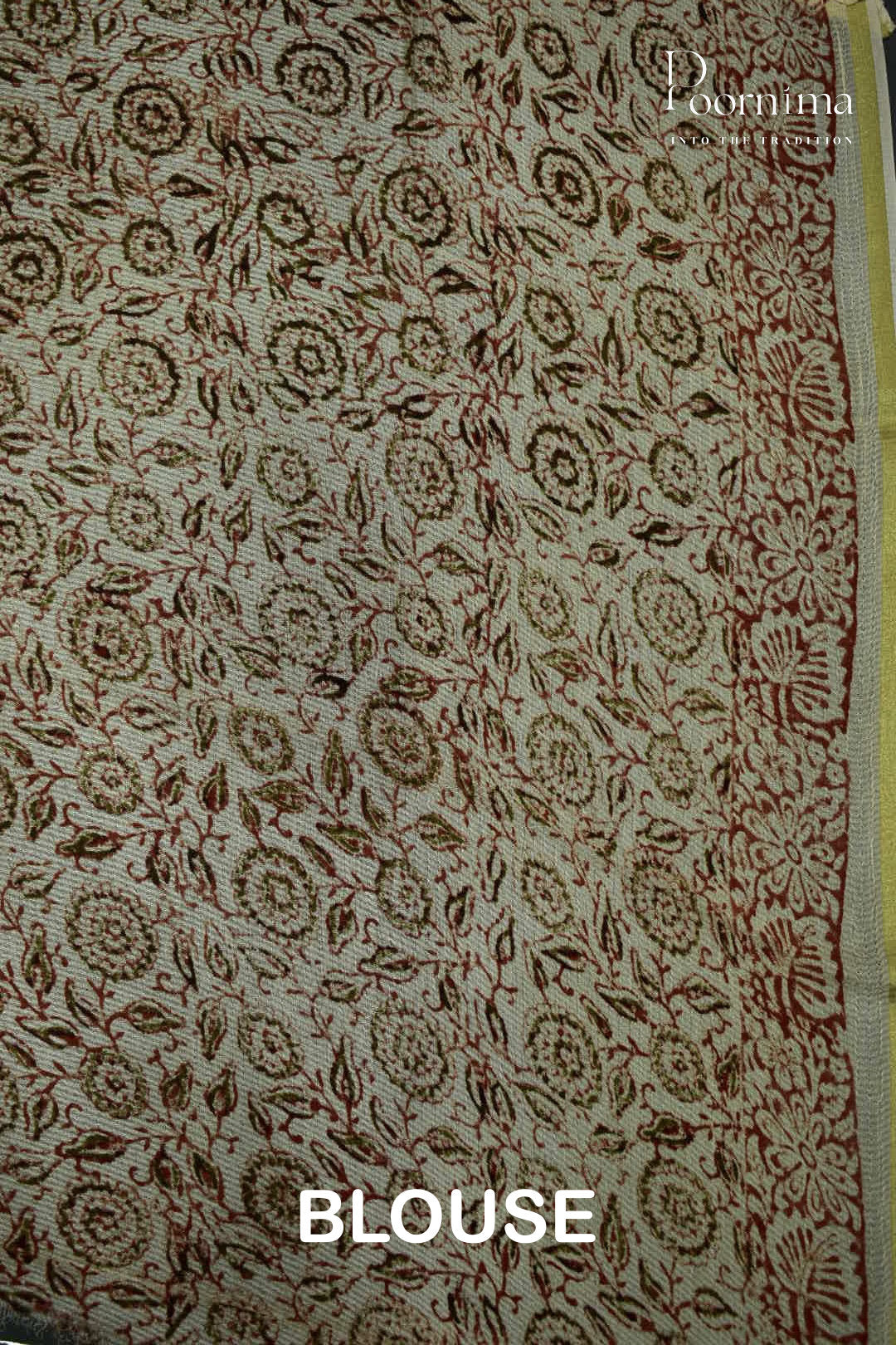 CREAM & ORNAGE - CHECKS GEORGETTE BLOCK PRINTED SAREES