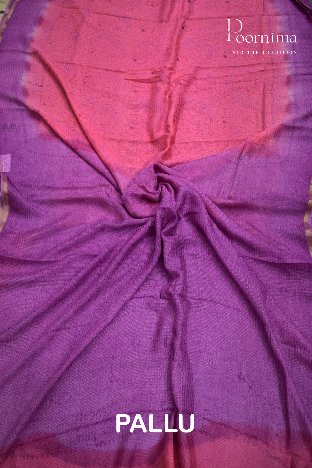 PEACH & LAVENDER - CHECKS GEORGETTE BLOCK PRINTED SAREES