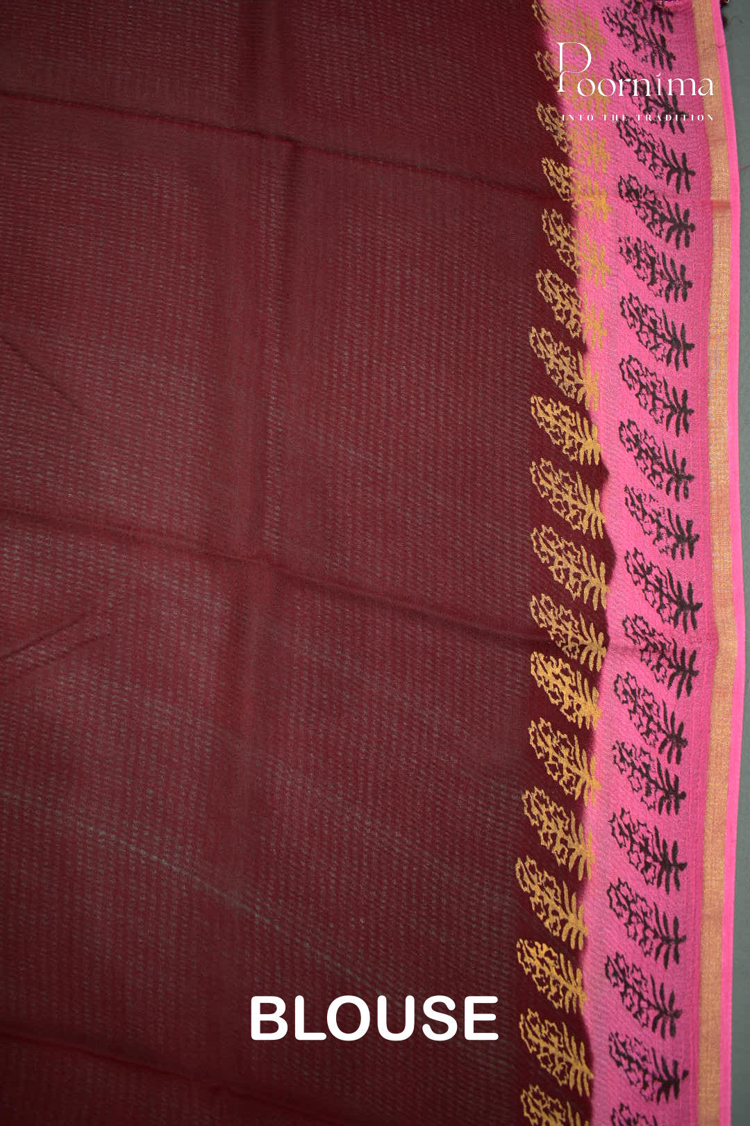 PINK & MAROON - CHECKS GEORGETTE BLOCK PRINTED SAREES