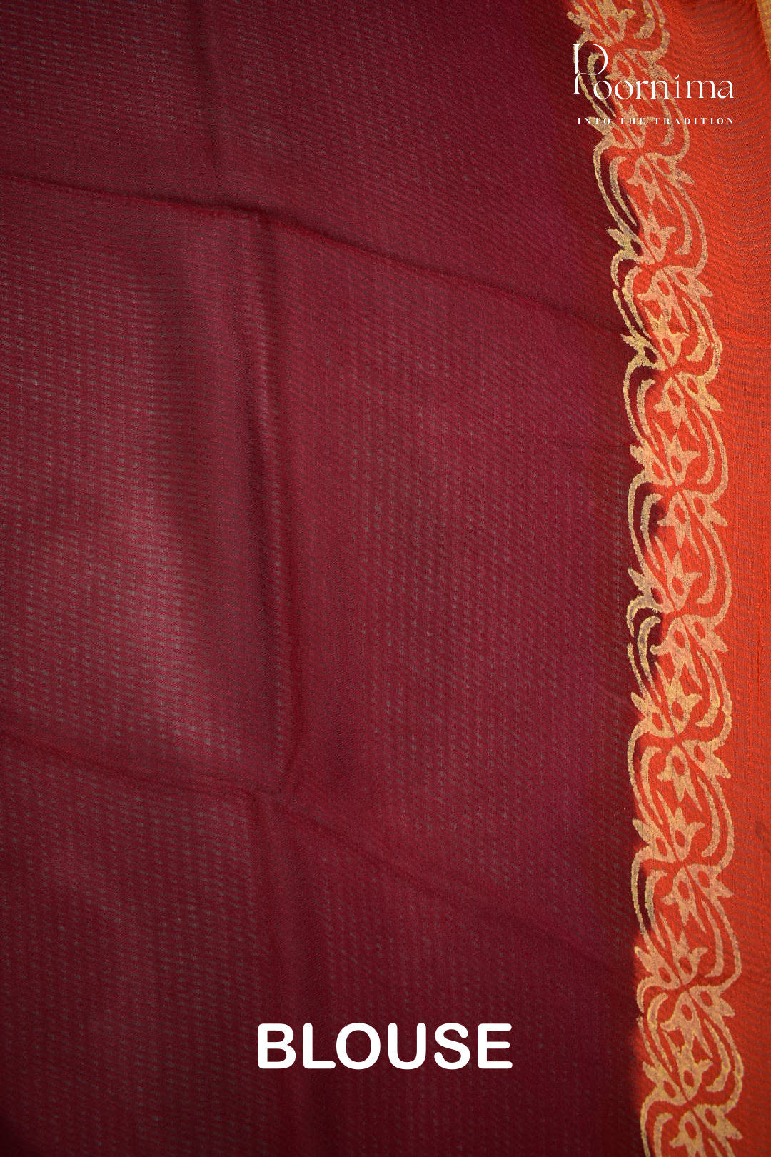 ORANGE & MAROON - CHECKS GEORGETTE BLOCK PRINTED SAREES
