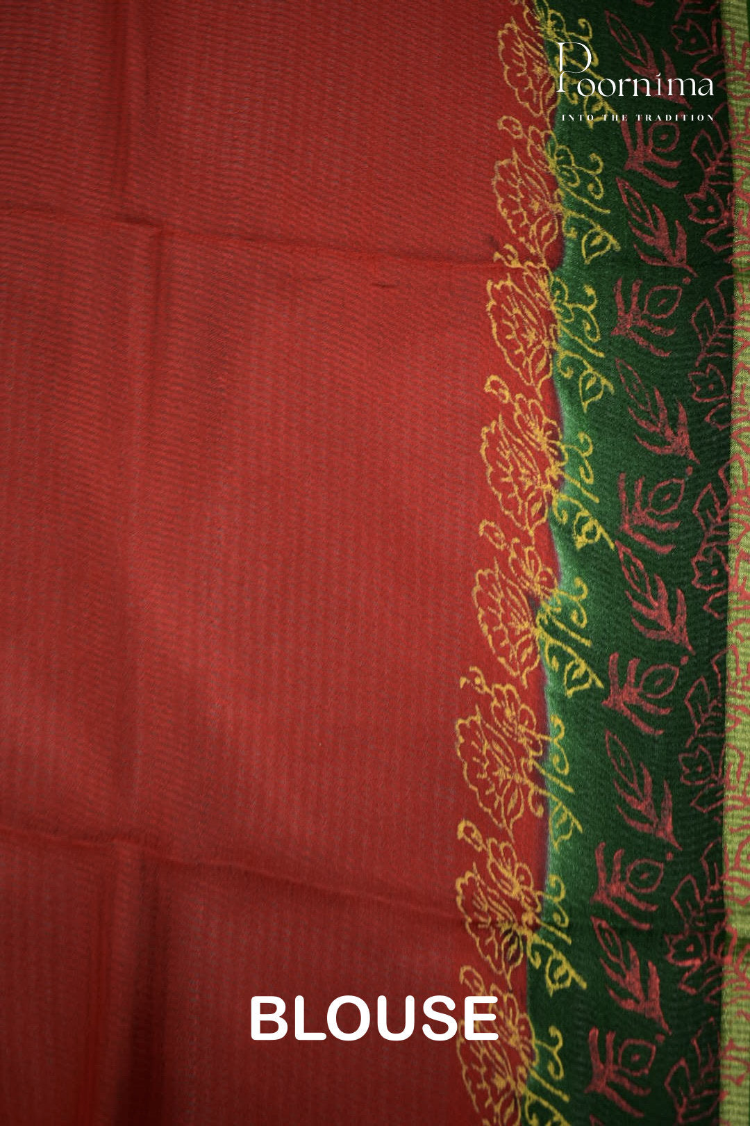 GREEN & RED - CHECKS GEORGETTE BLOCK PRINTED SAREES