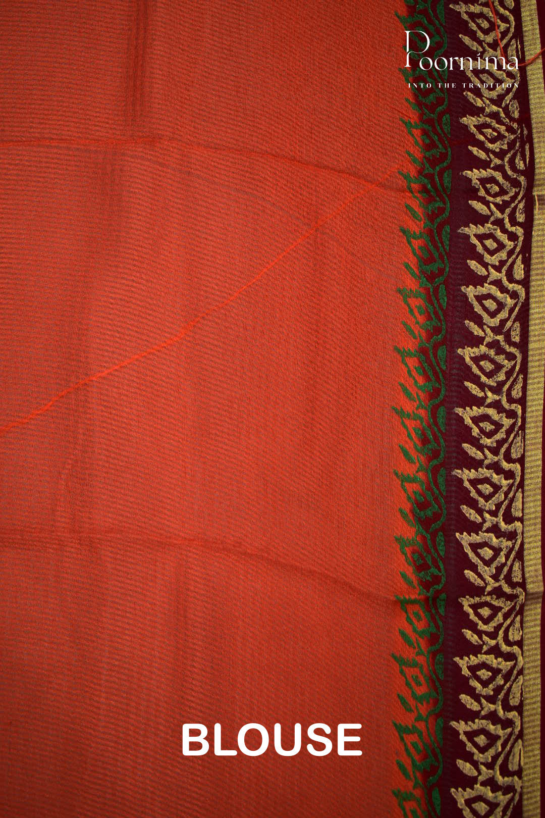 MAROON & ORANGE - CHECKS GEORGETTE BLOCK PRINTED SAREES